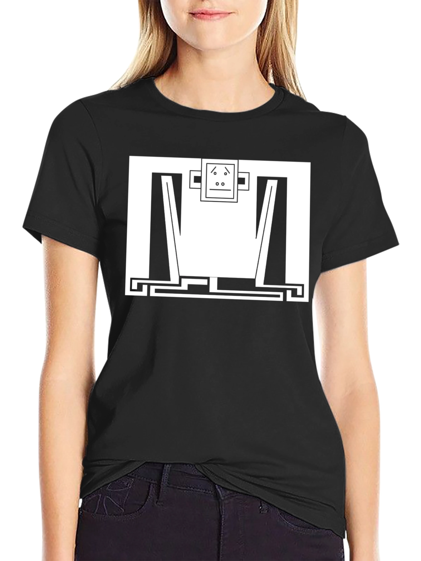 Abstract Monkey Graphic Tee - Modern Black T-Shirt