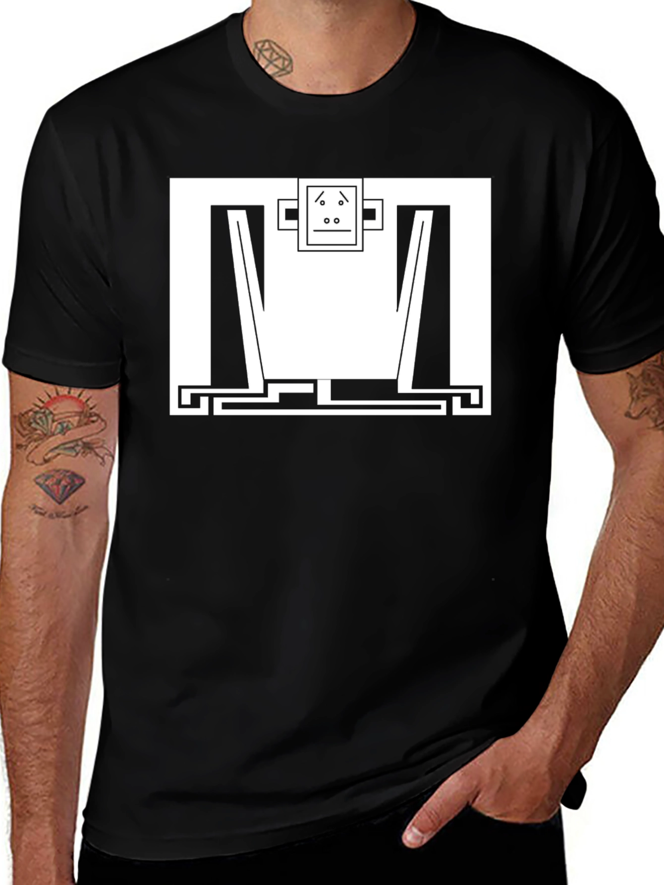 Abstract Monkey Graphic Tee - Modern Black T-Shirt