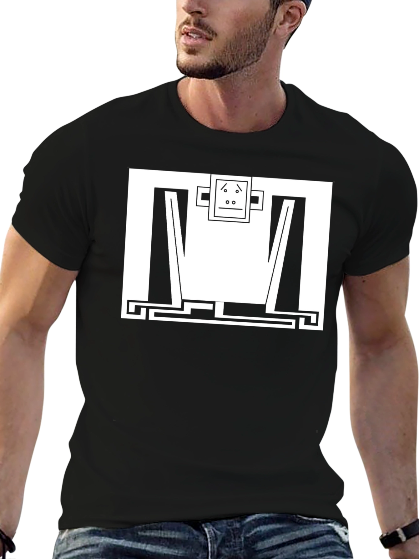 Abstract Monkey Graphic Tee - Modern Black T-Shirt