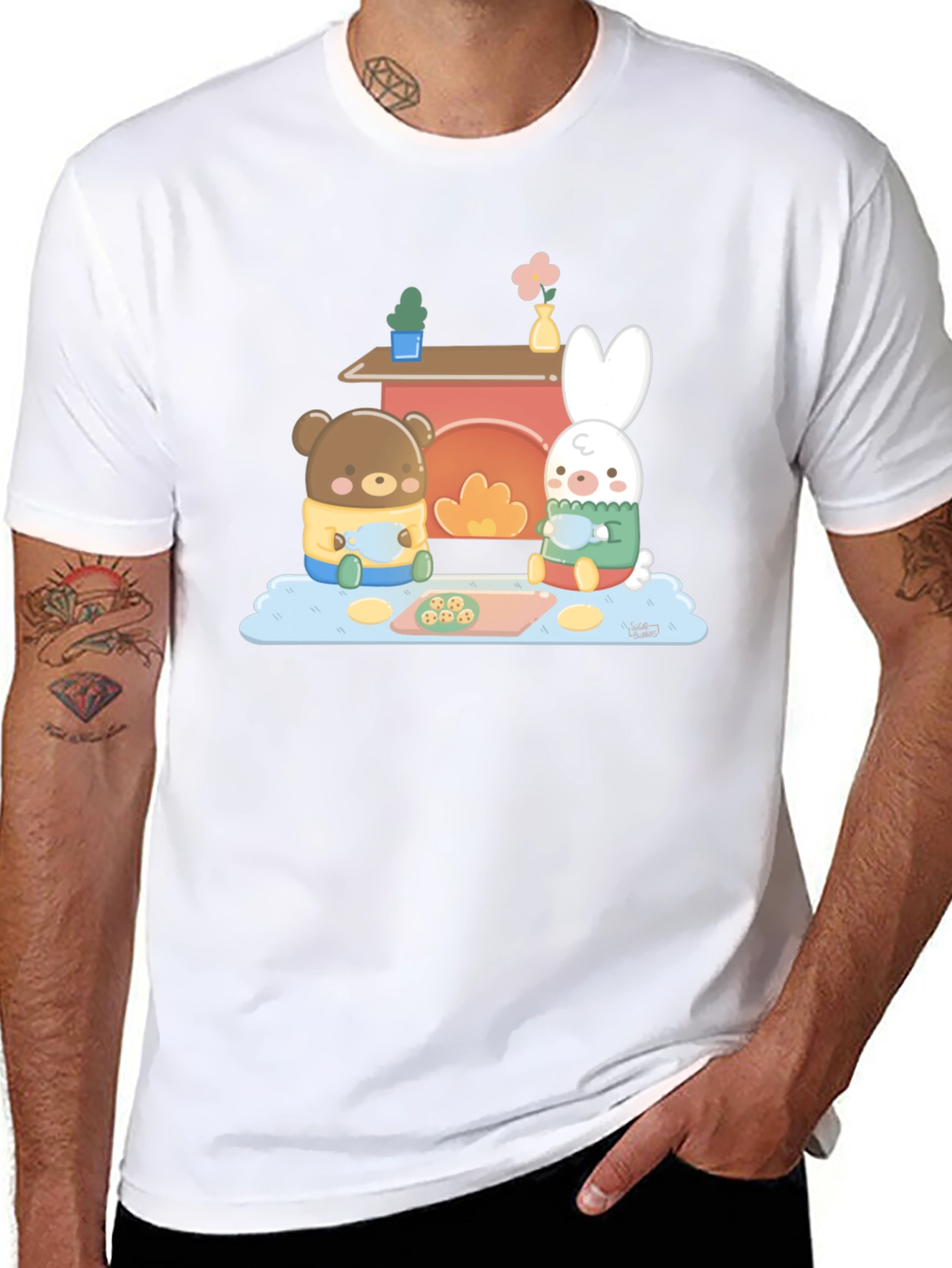 Cute Bear & Bunny Baking T-Shirt
