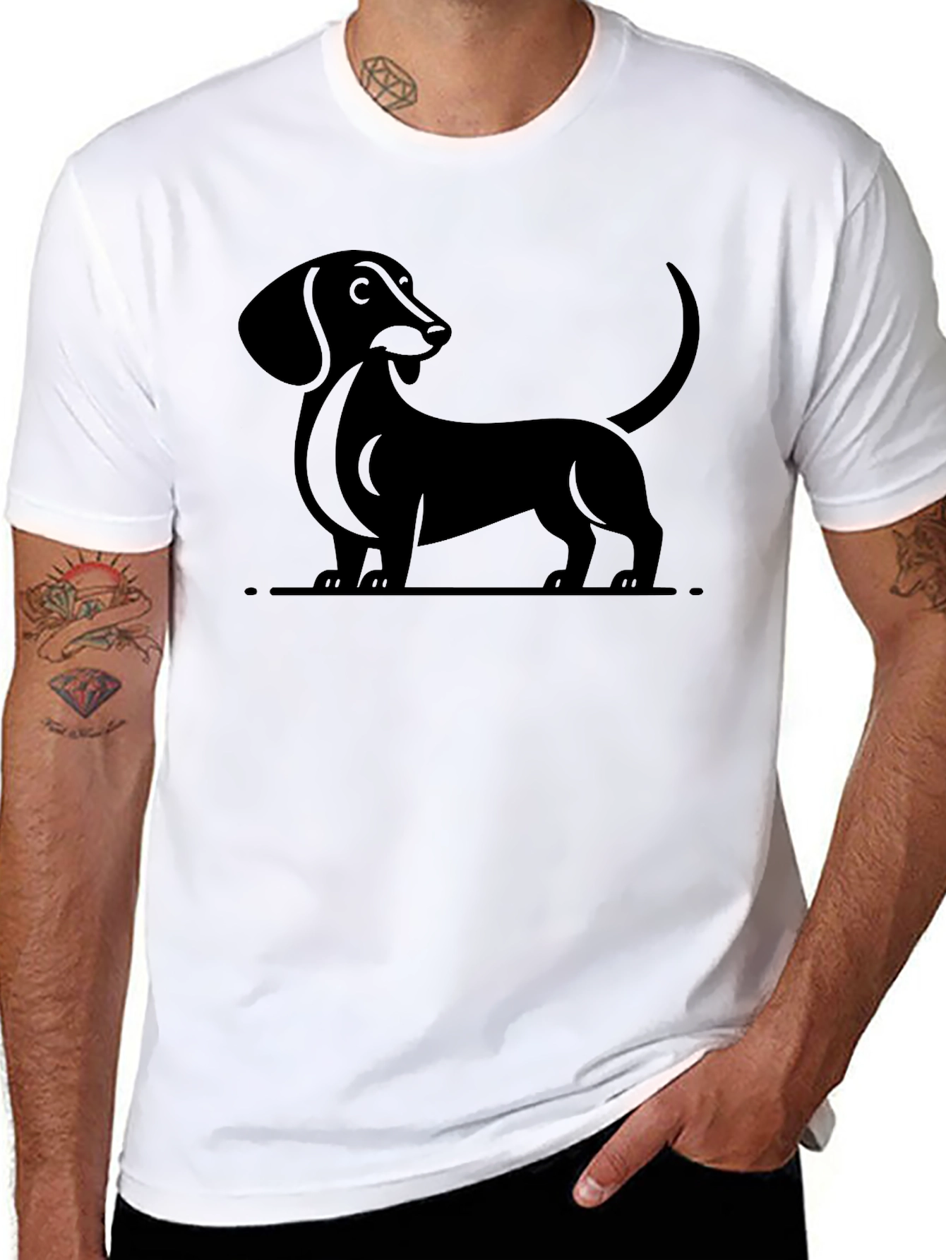 Dachshund Dog Graphic Tee - Unisex Black T-Shirt