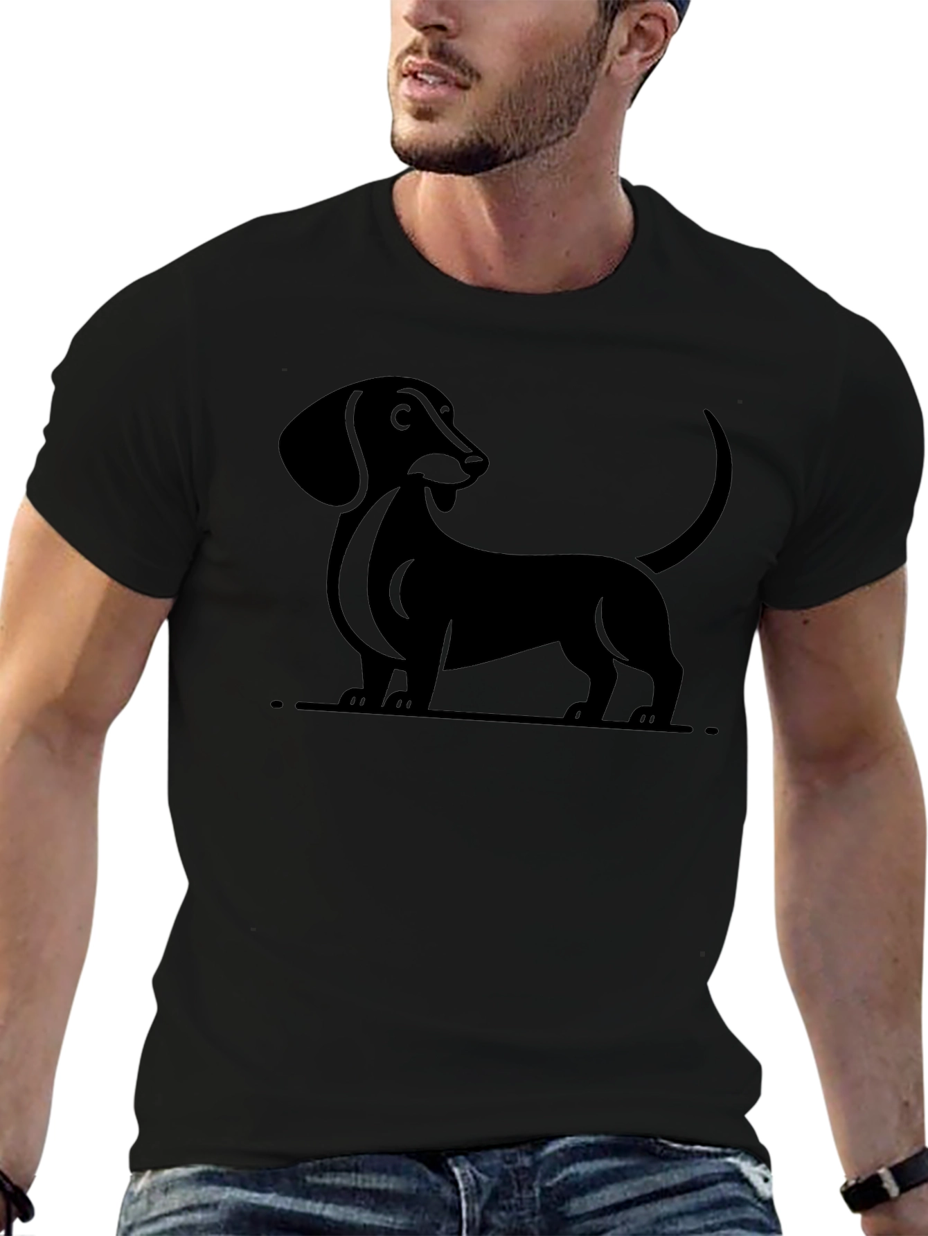 Dachshund Dog Graphic Tee - Unisex Black T-Shirt