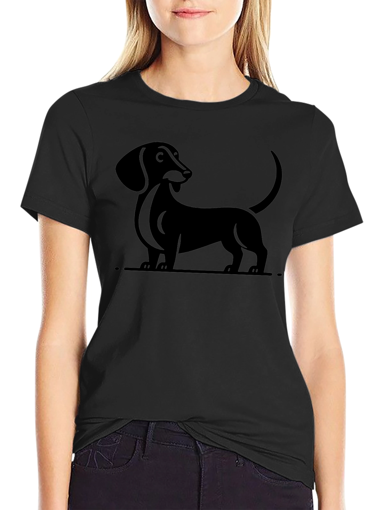 Dachshund Dog Graphic Tee - Unisex Black T-Shirt