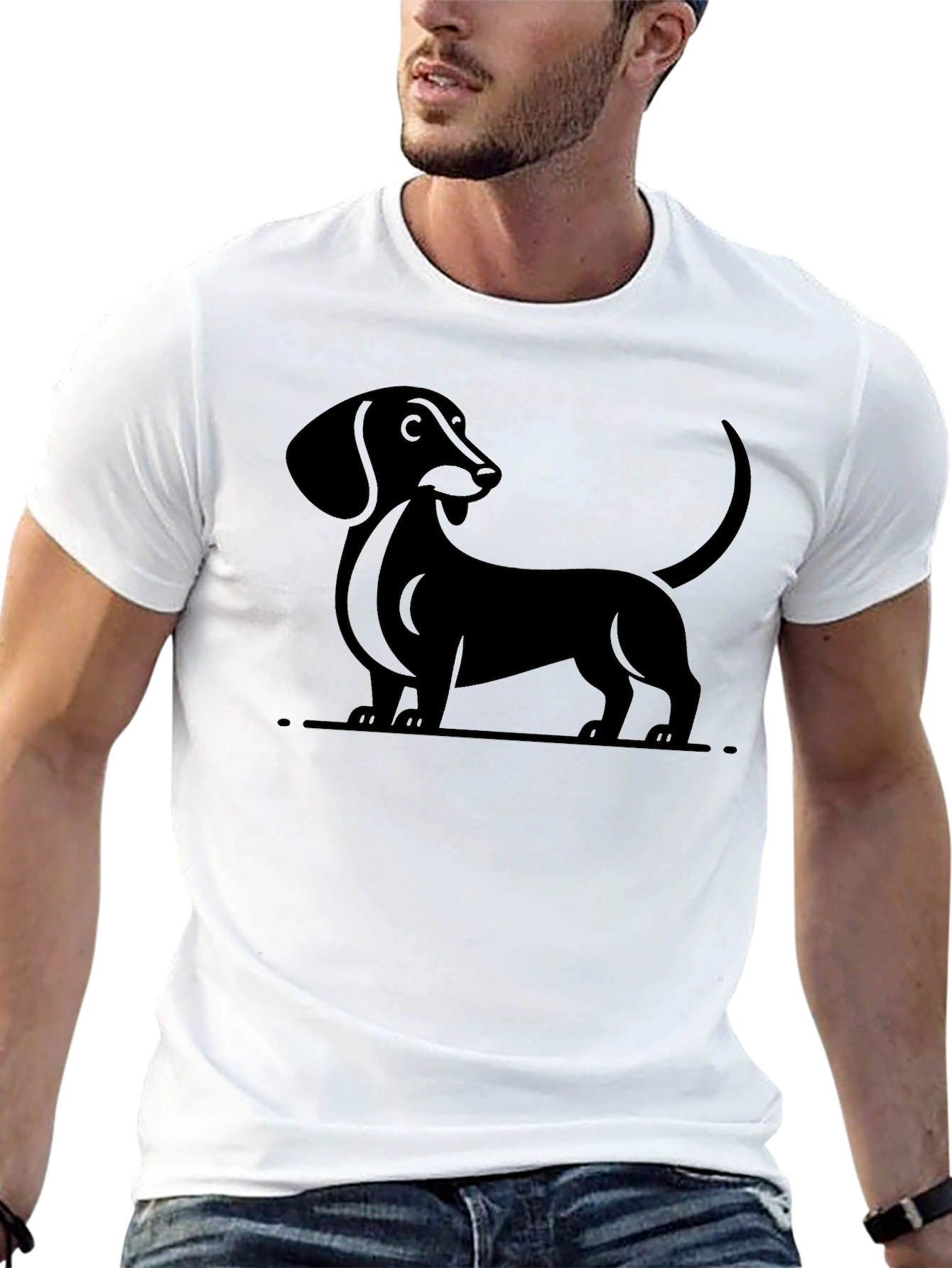 Dachshund Dog Graphic Tee - Unisex Black T-Shirt