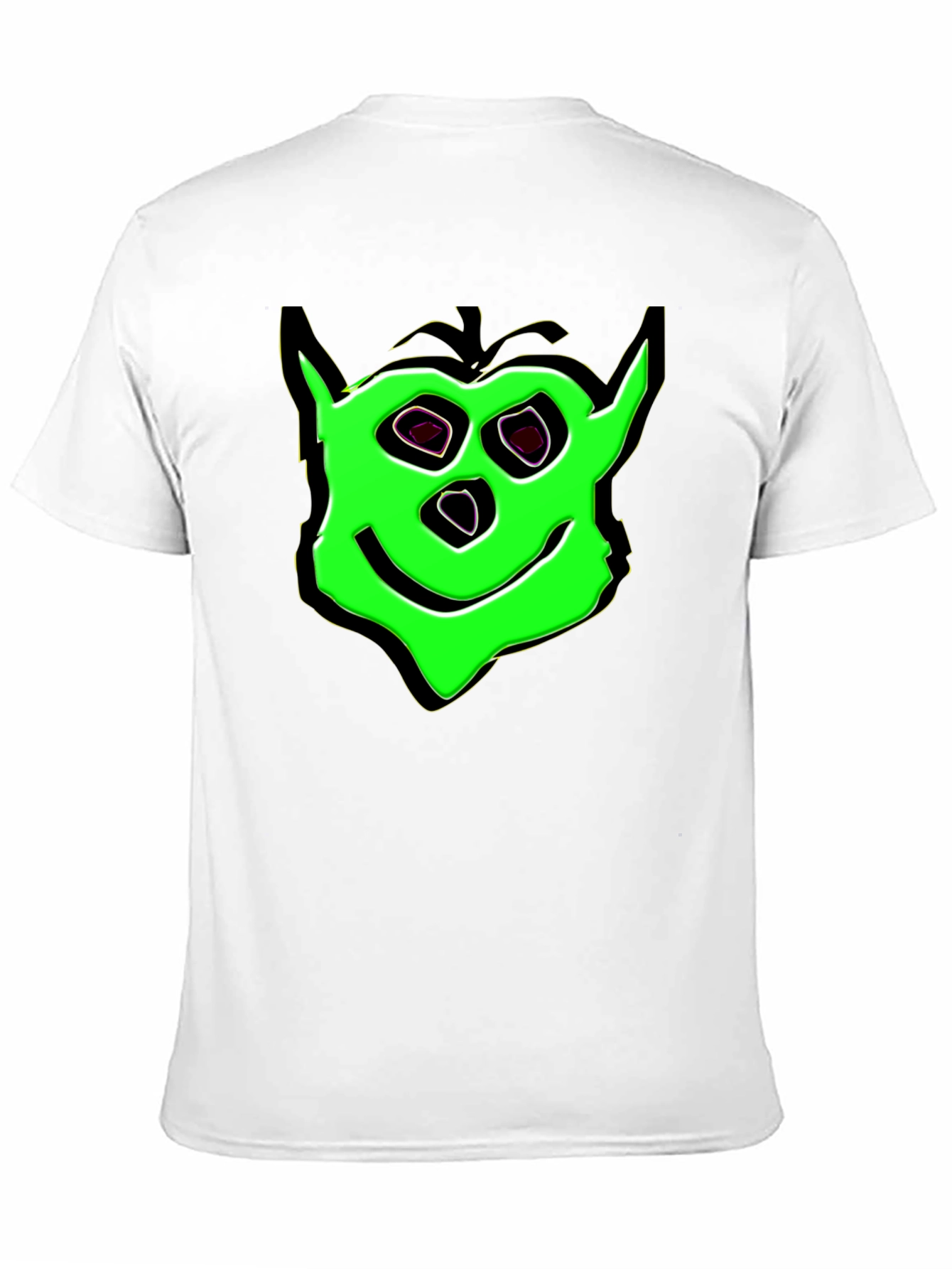 Green Cartoon Face Black T-Shirt