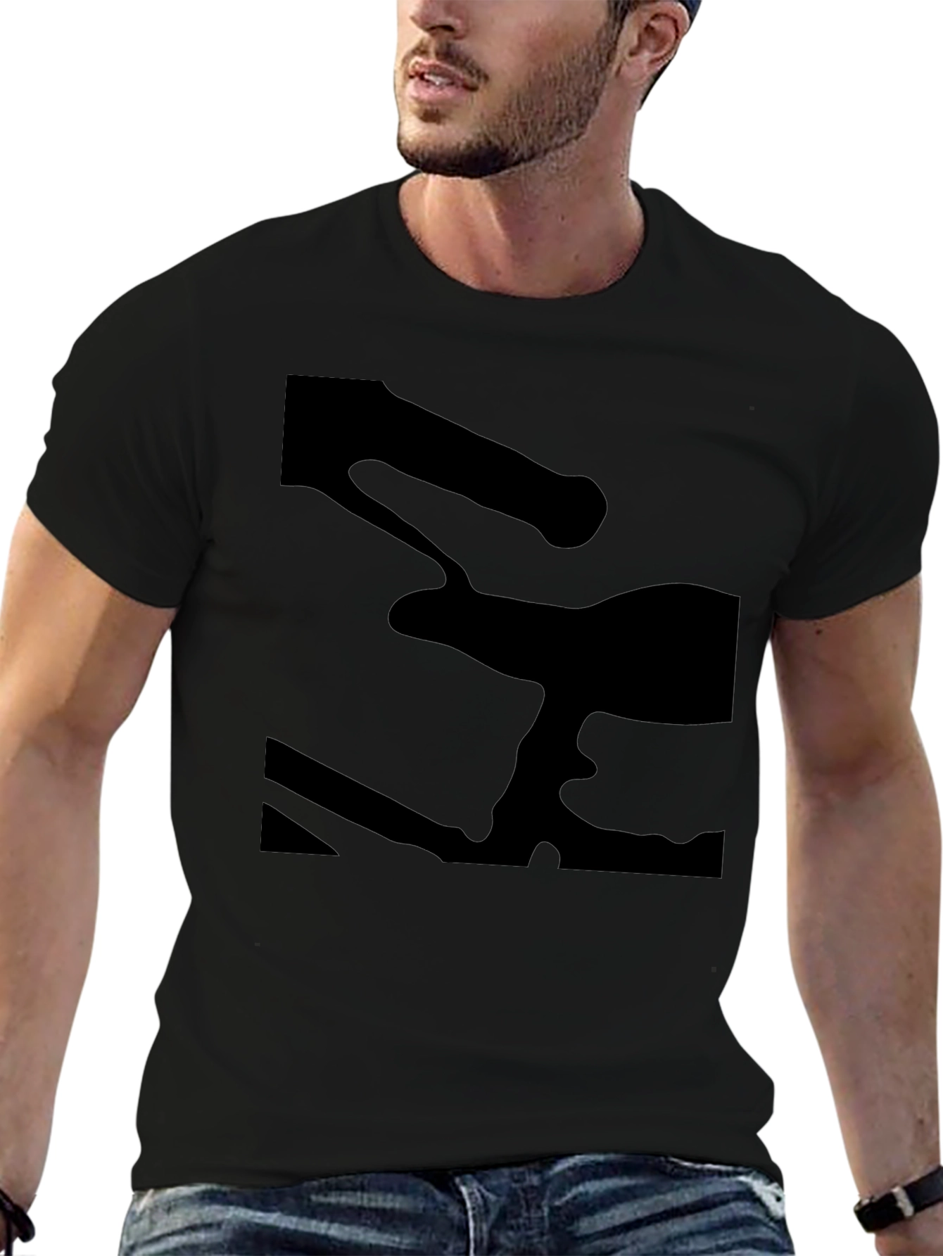 Mens Black Graphic Tee - Modern Style
