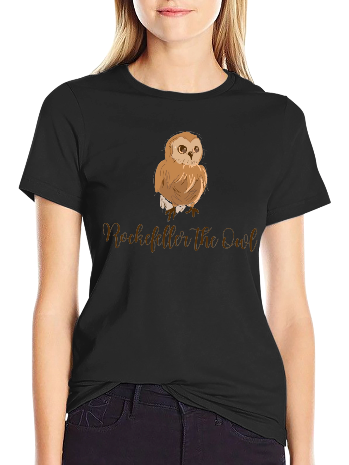 Rockefeller the Owl Graphic Tee - Black Cotton