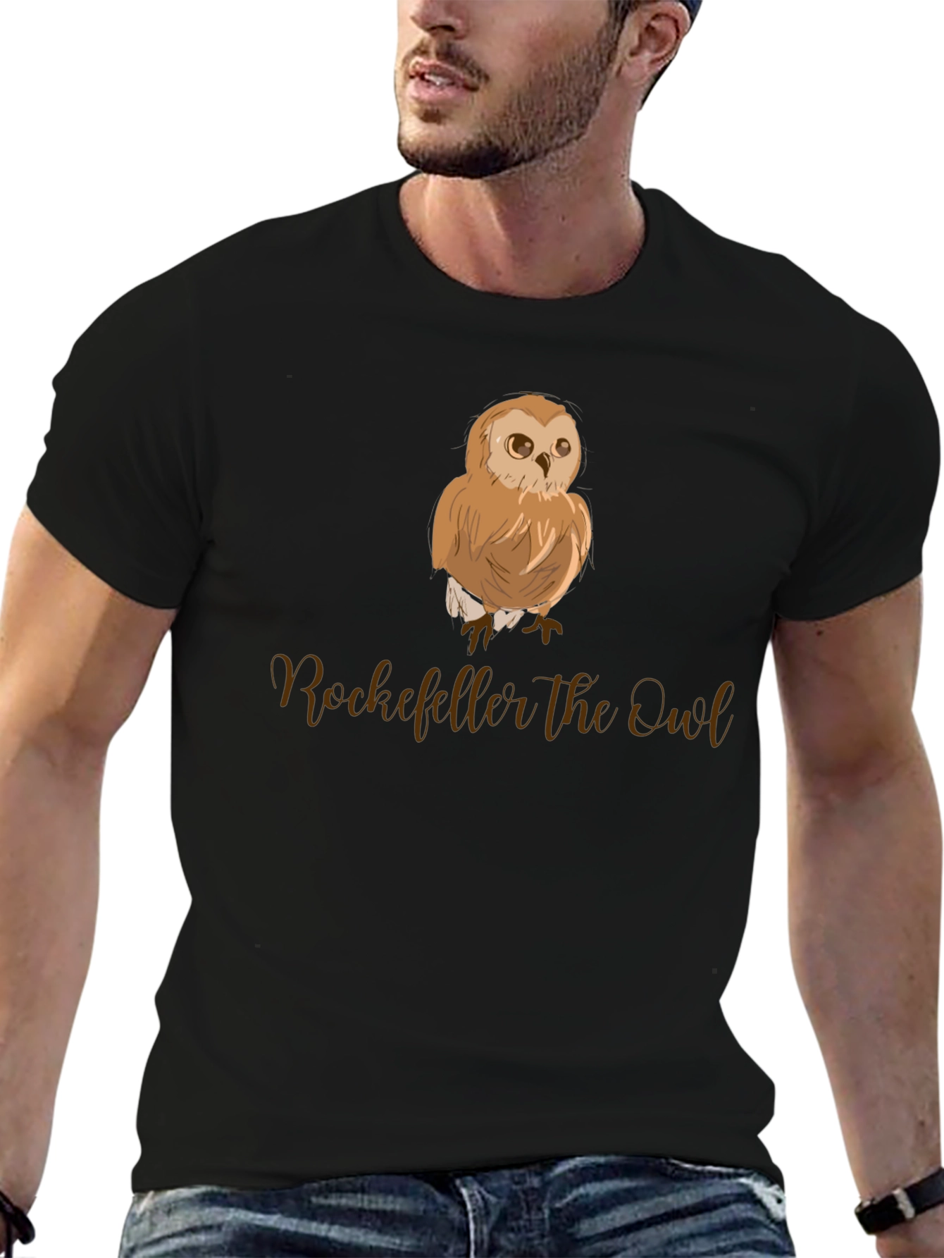 Rockefeller the Owl Graphic Tee - Black Cotton
