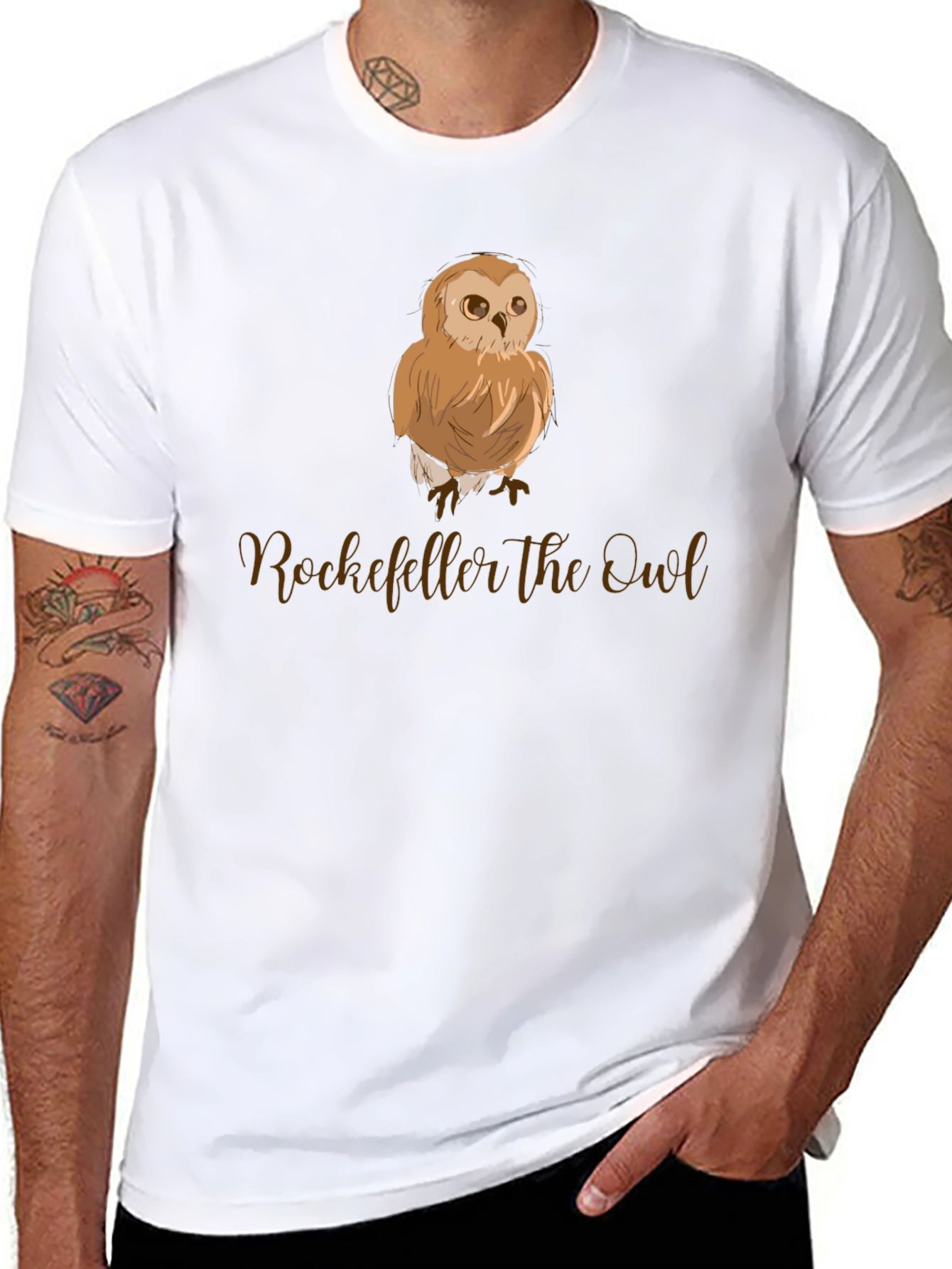 Rockefeller the Owl Graphic Tee - Black Cotton