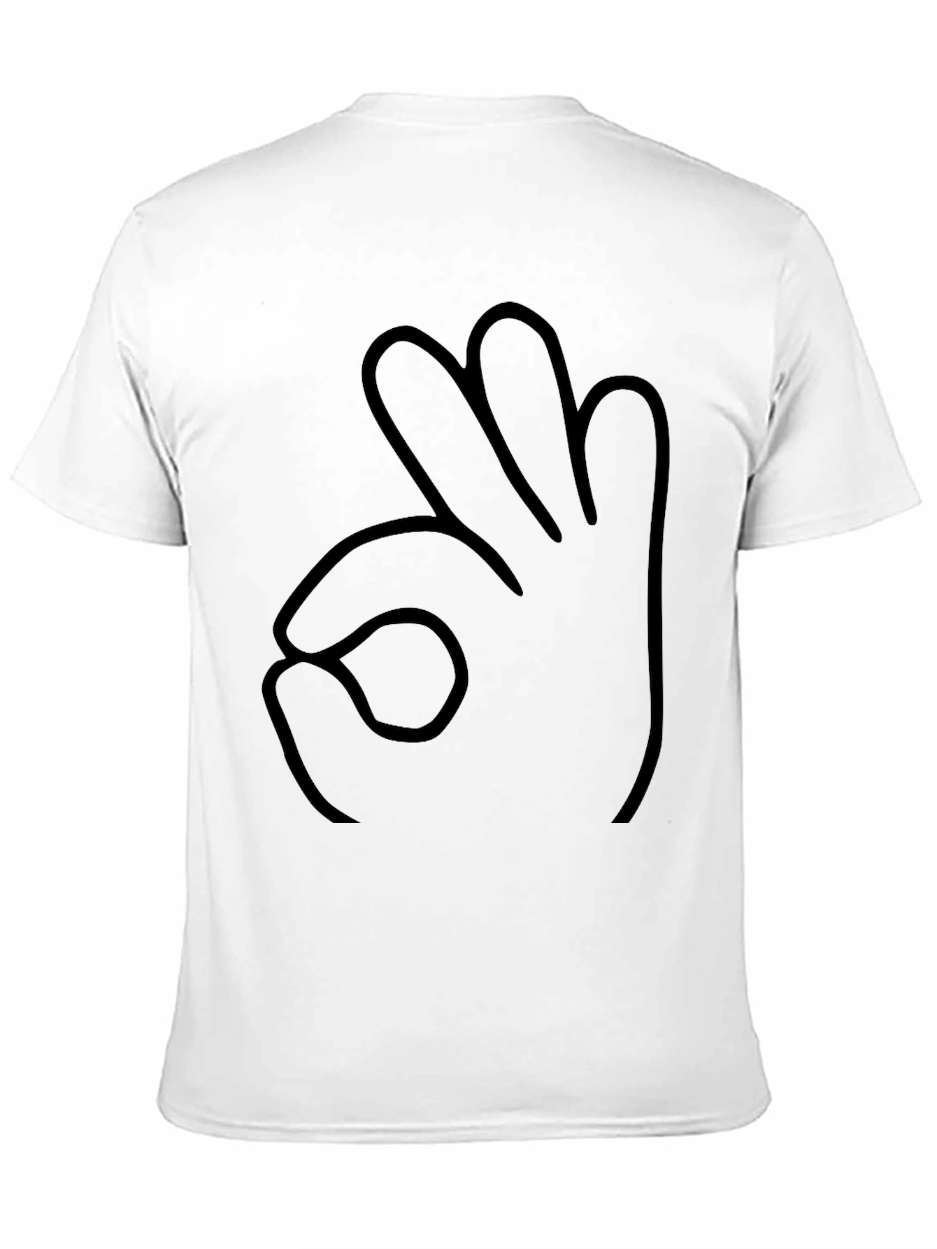 Black T-Shirt OK Hand Gesture Outline Graphic