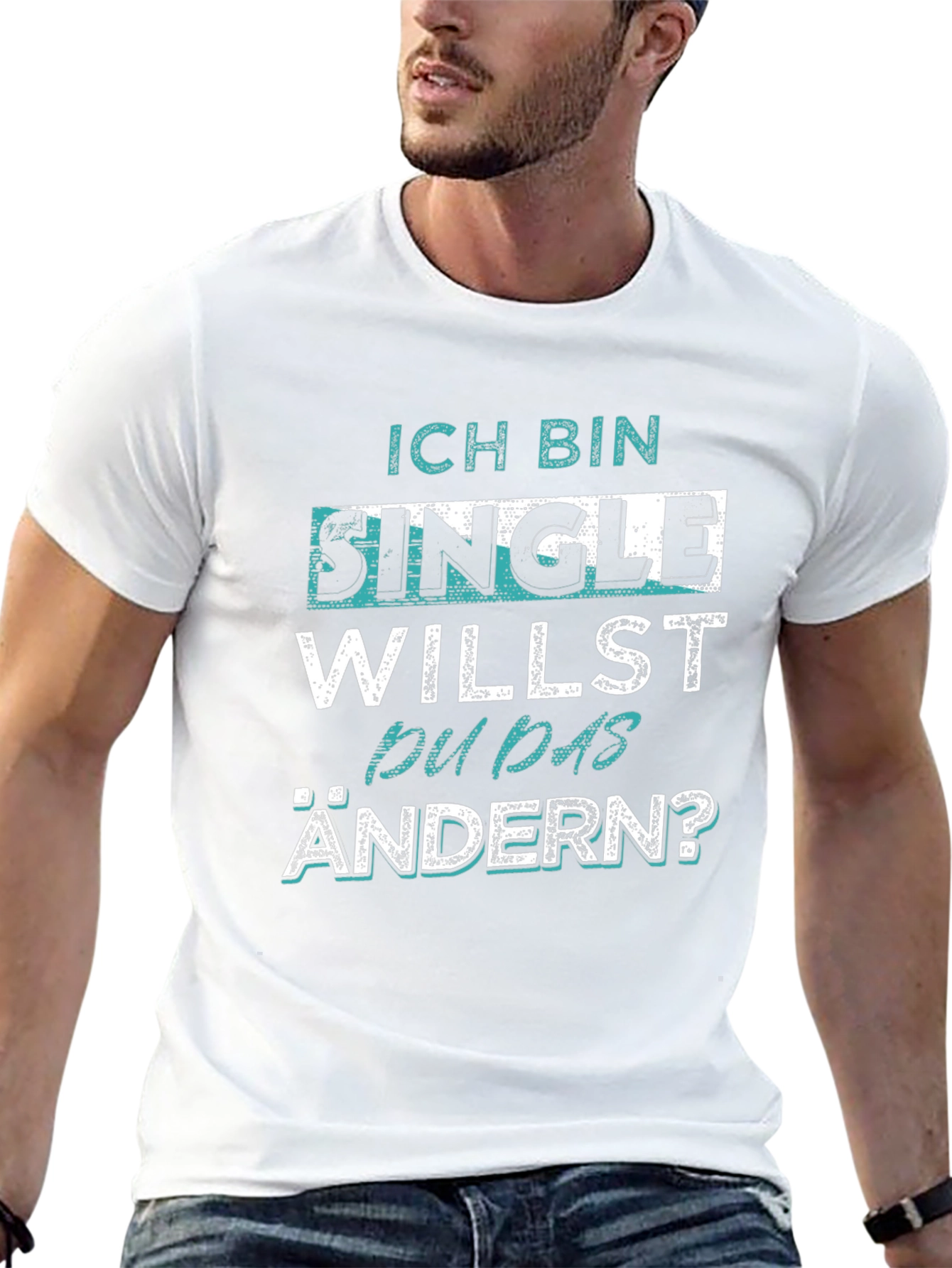 Ich Bin Single Mens Black Graphic T-Shirt