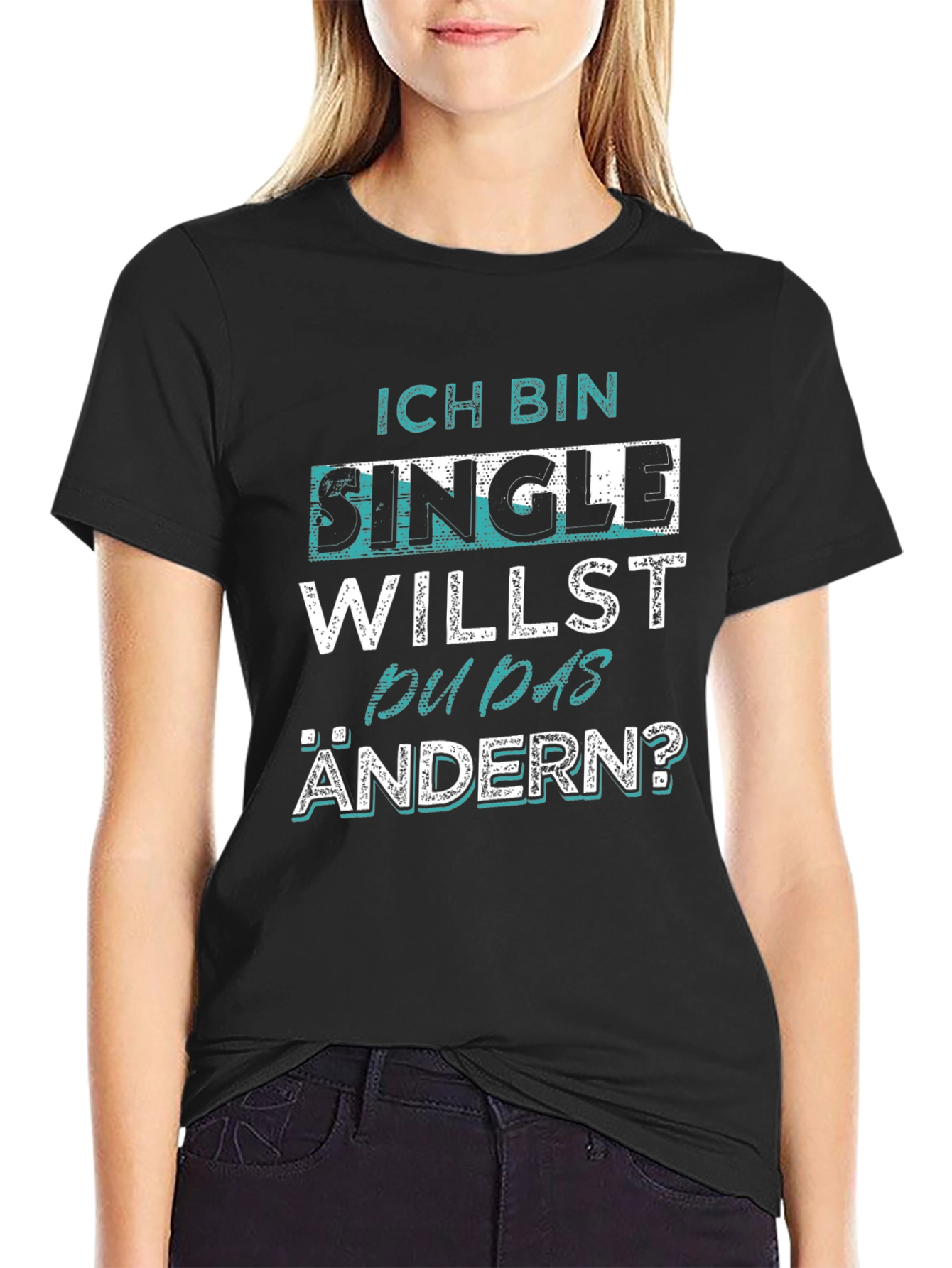 Ich Bin Single Mens Black Graphic T-Shirt