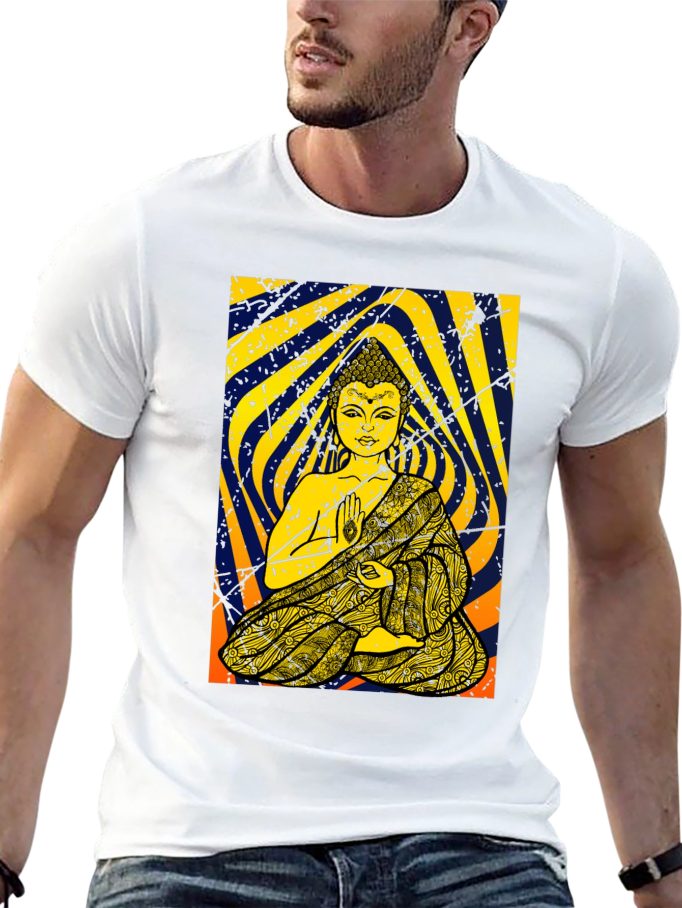 Buddha Graphic Tee - Meditation Print Black T-Shirt