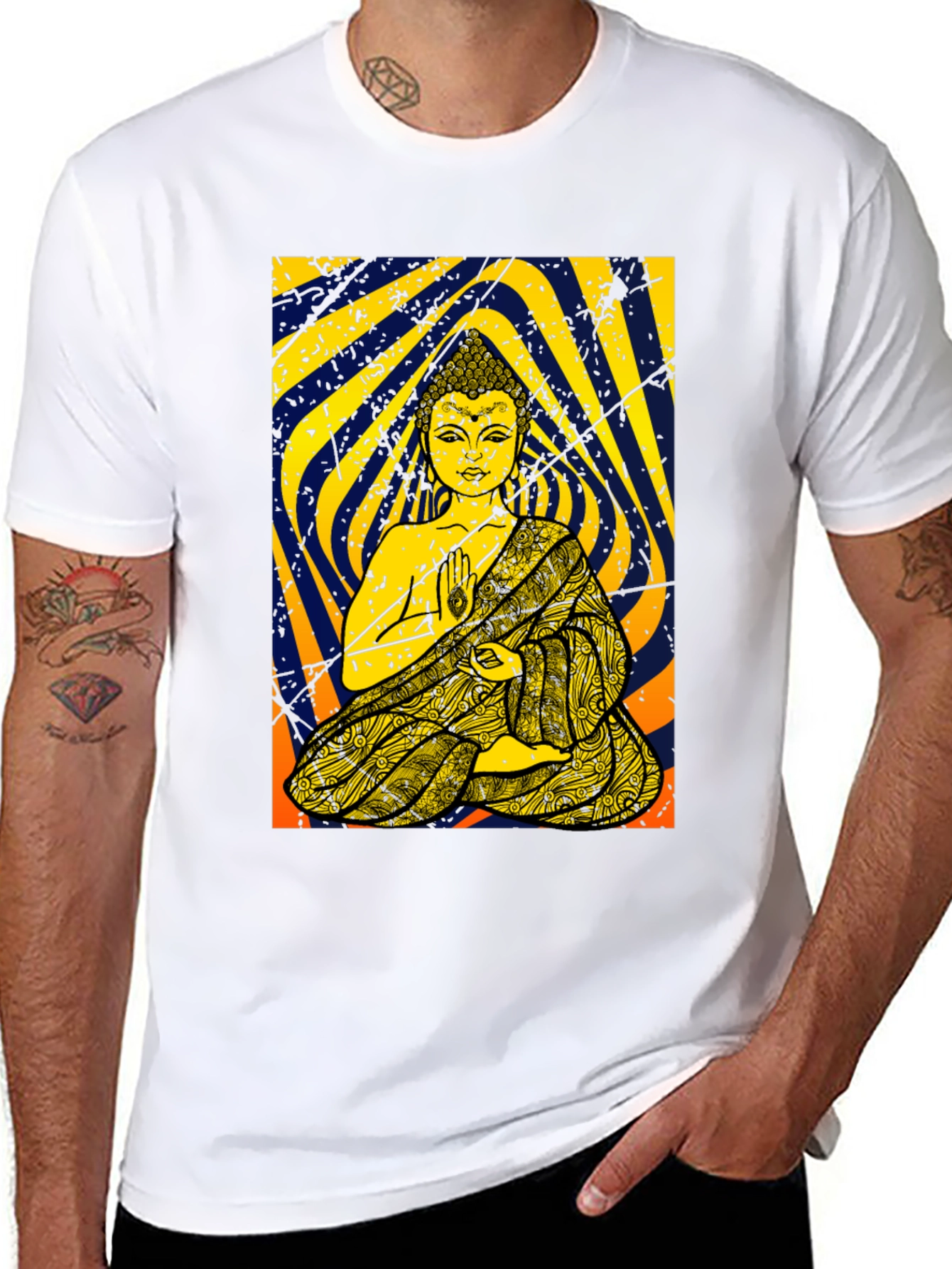 Buddha Graphic Tee - Meditation Print Black T-Shirt