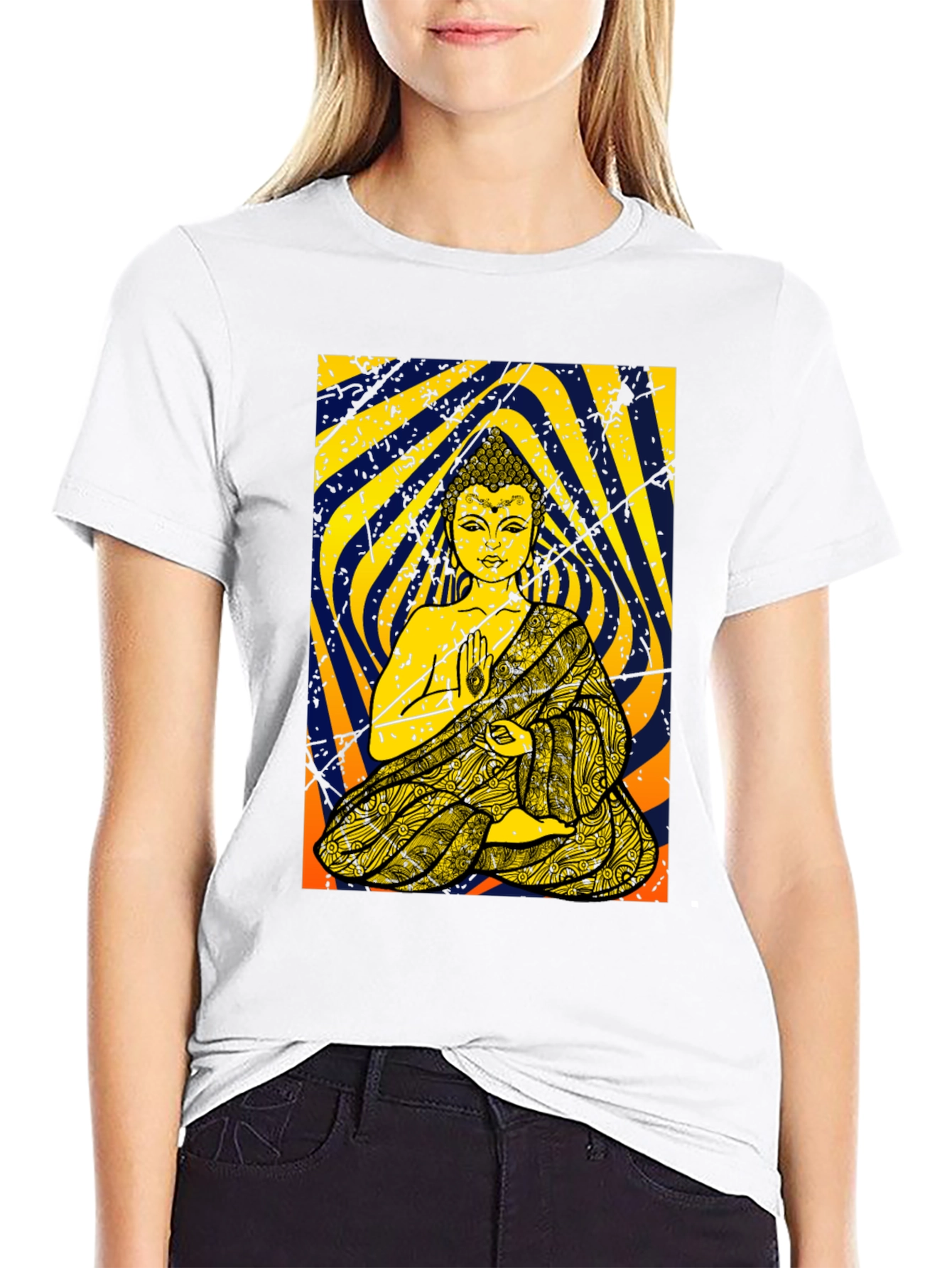 Buddha Graphic Tee - Meditation Print Black T-Shirt