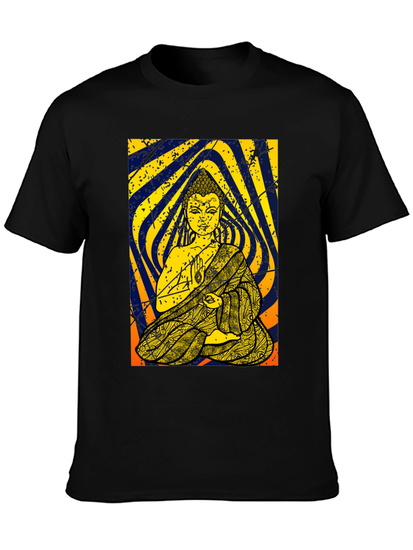 Buddha Graphic Tee - Meditation Print Black T-Shirt