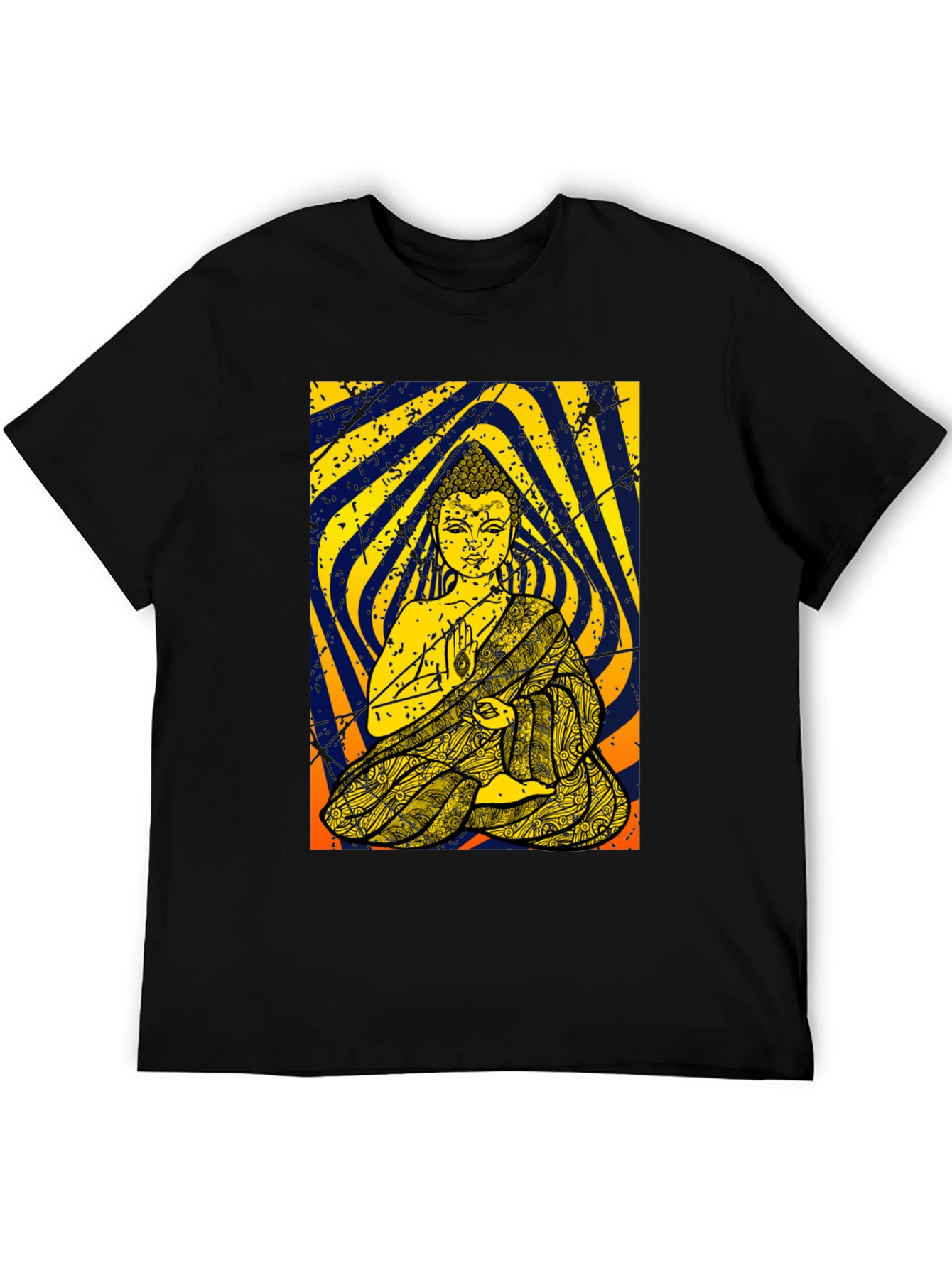 Buddha Graphic Tee - Meditation Print Black T-Shirt