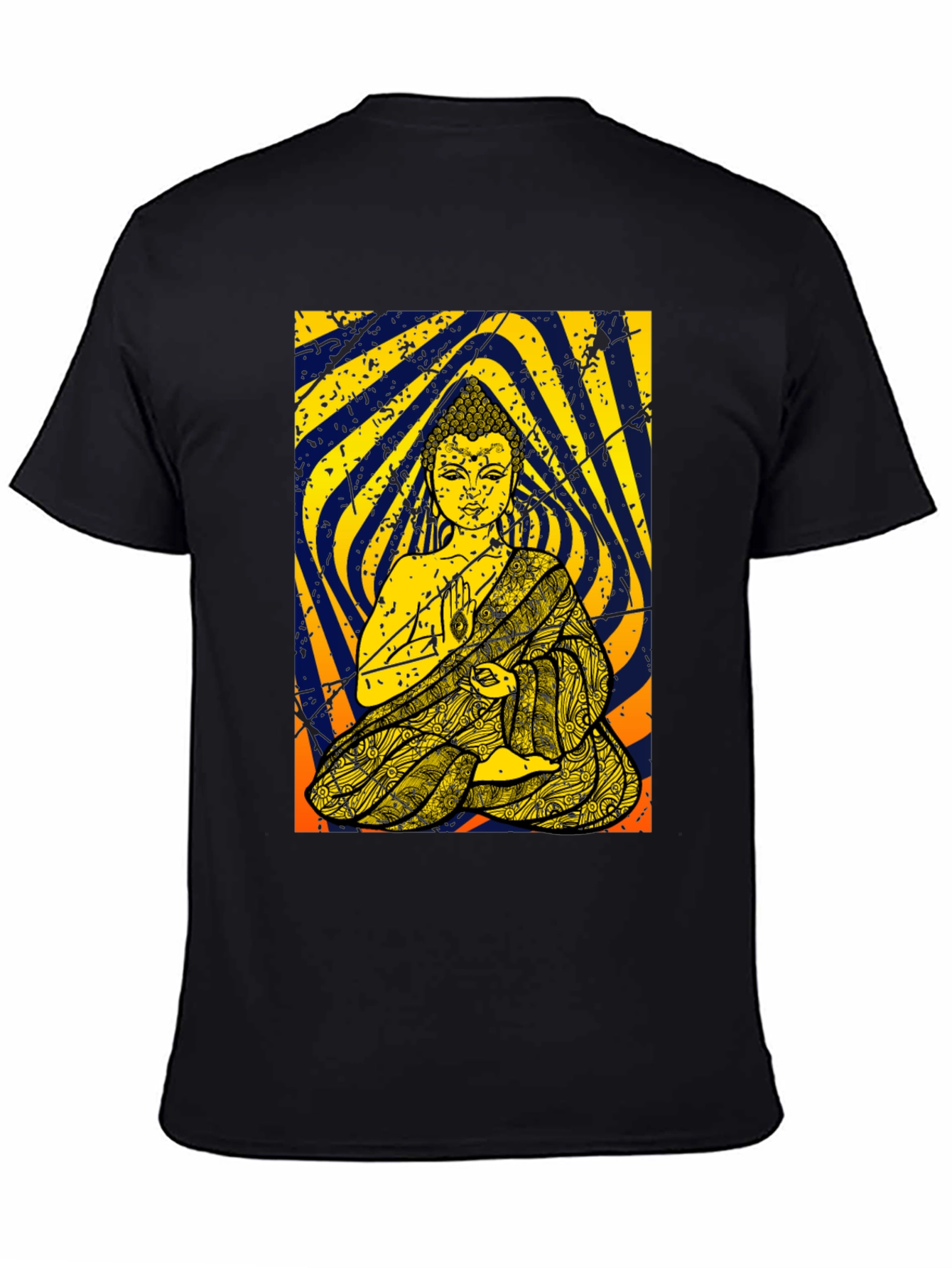 Buddha Graphic Tee - Meditation Print Black T-Shirt