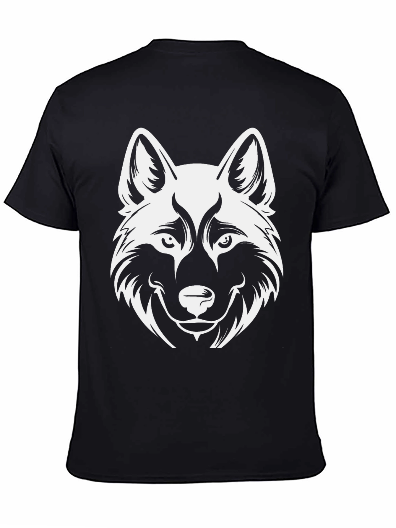 Wolf Head Graphic Print Black T-Shirt