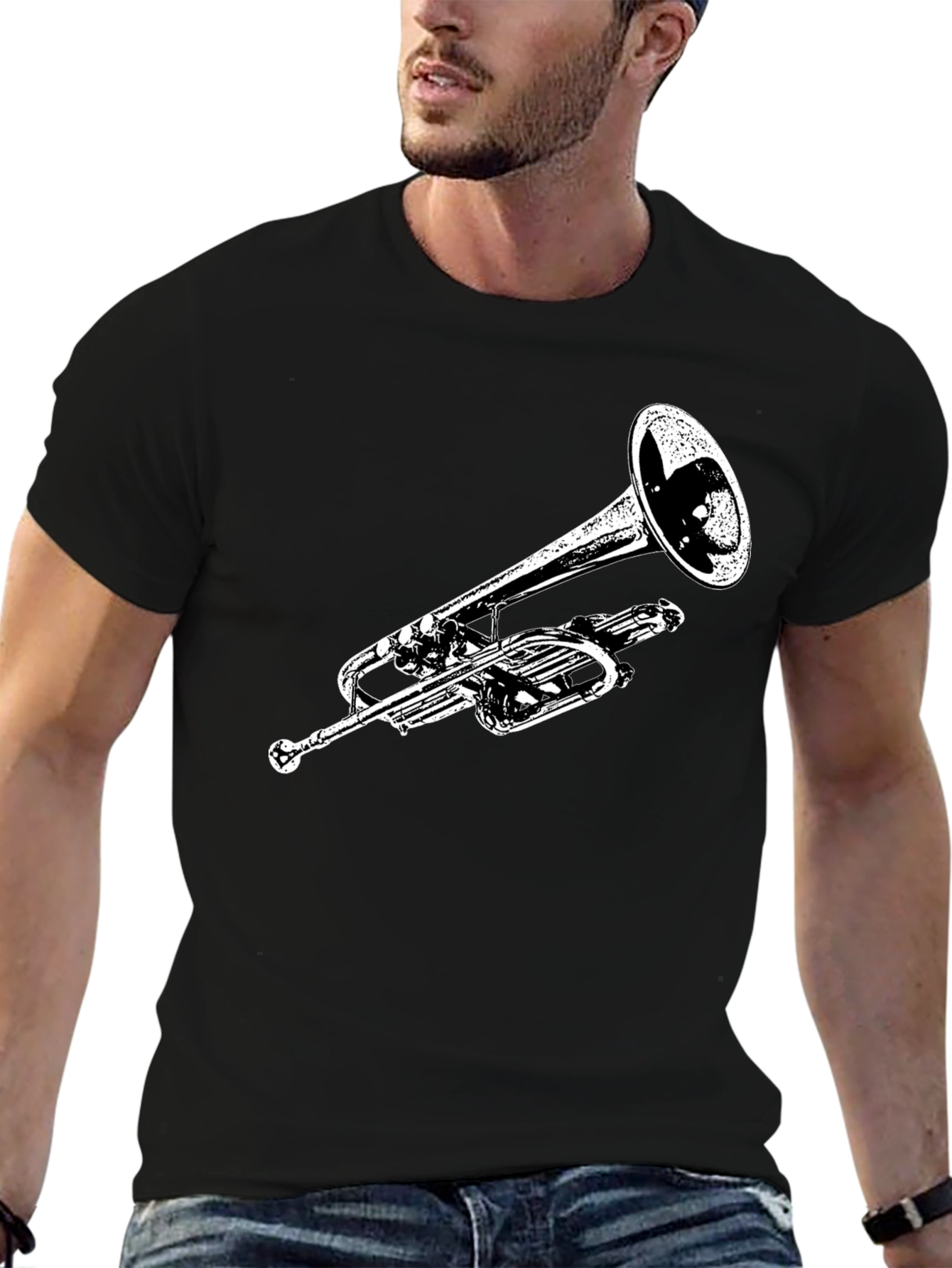 Trumpet Graphic Black T-Shirt - Musician Tee