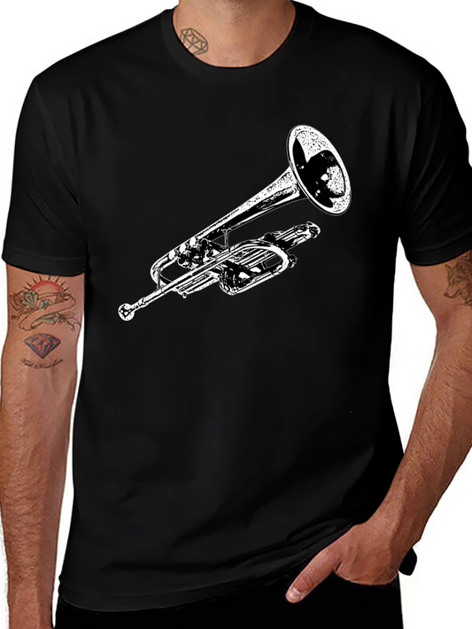 Trumpet Graphic Black T-Shirt - Musician Tee
