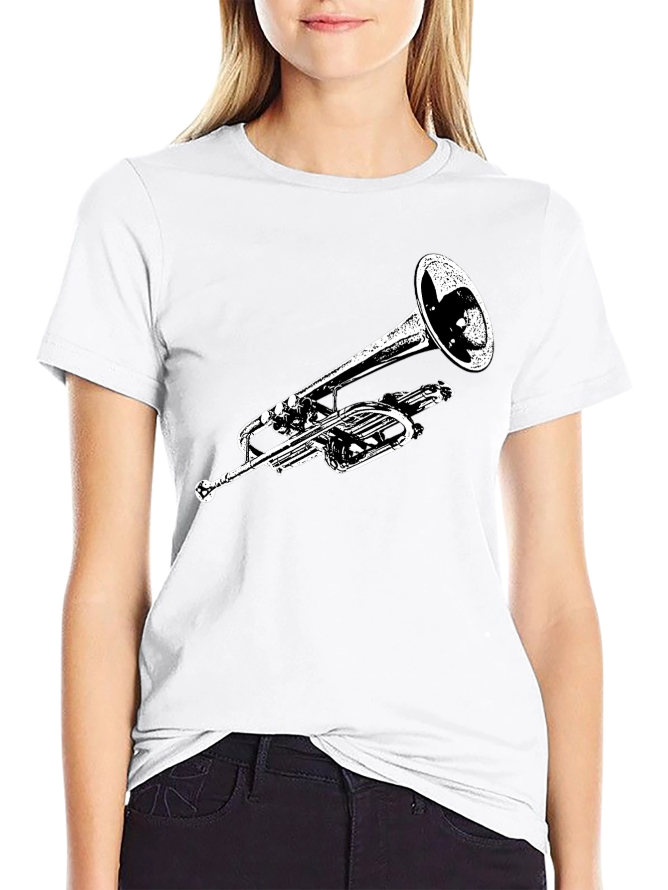 Trumpet Graphic Black T-Shirt - Musician Tee