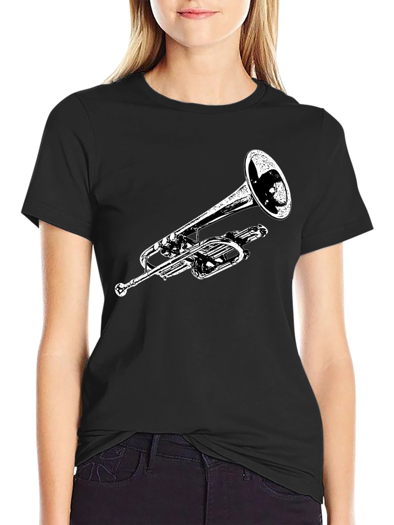 Trumpet Graphic Black T-Shirt - Musician Tee