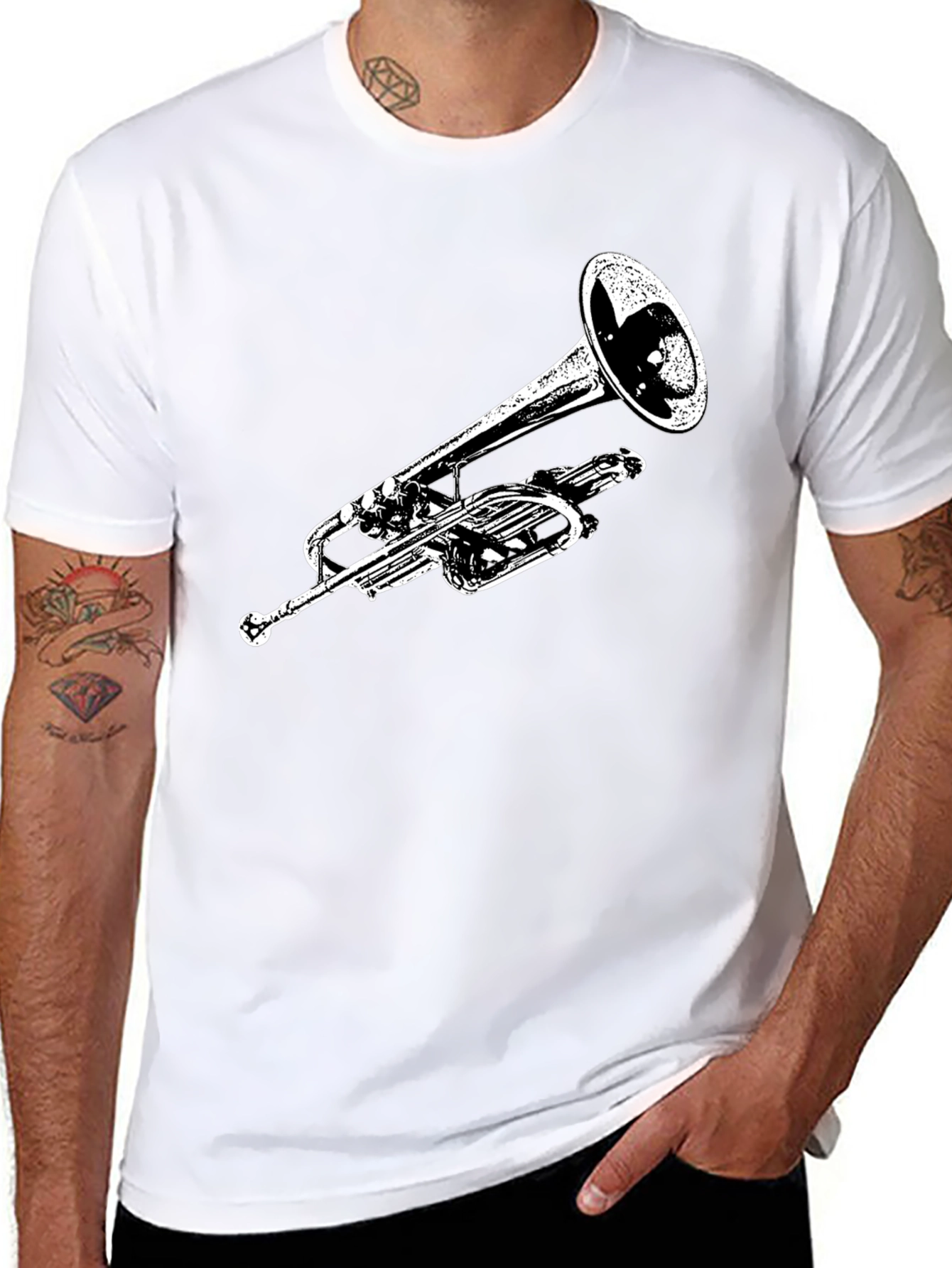 Trumpet Graphic Black T-Shirt - Musician Tee