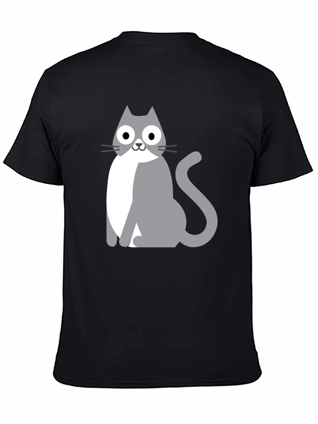 Cartoon Cat Graphic Tee - Unisex Black T-Shirt
