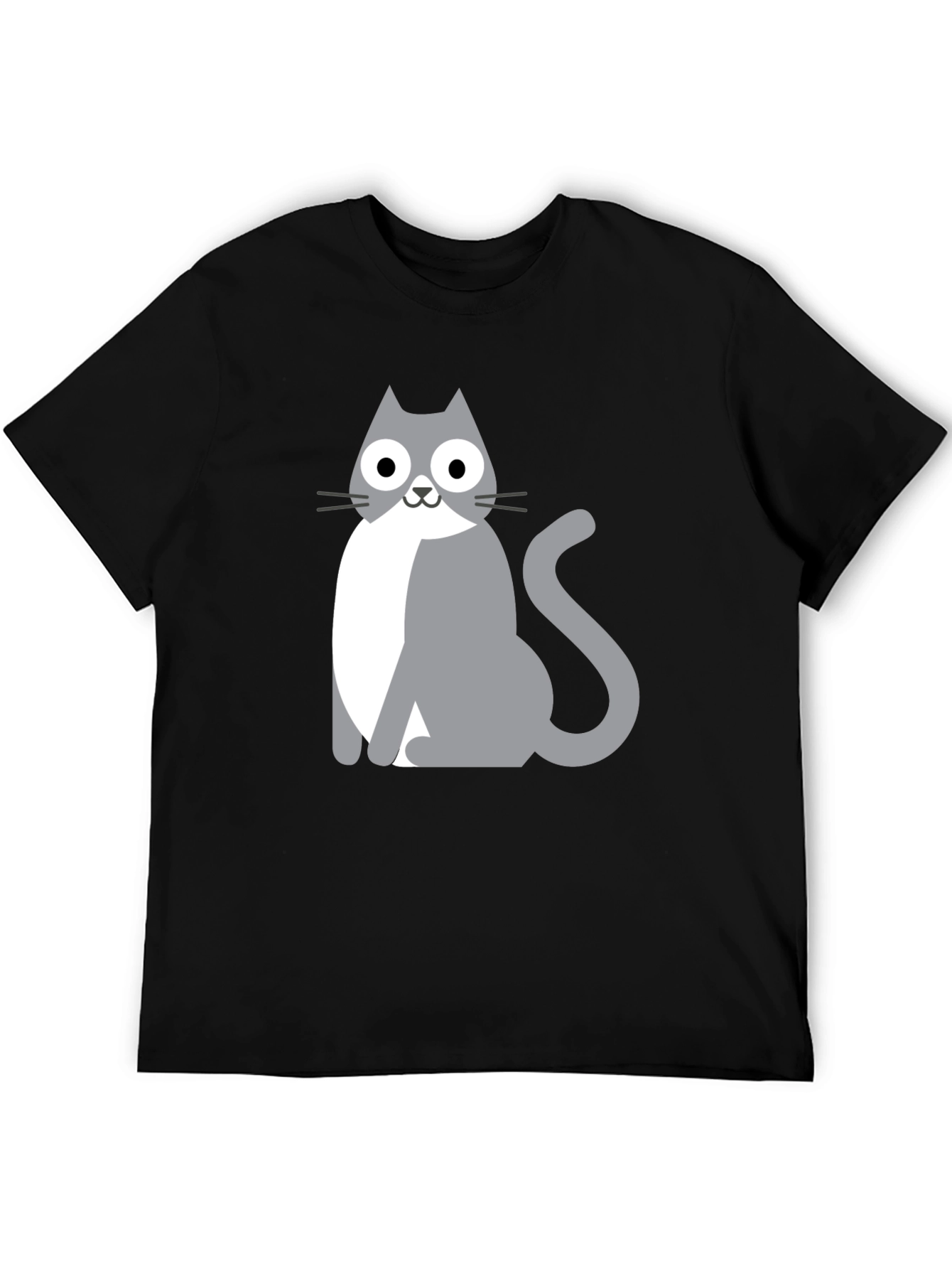 Cartoon Cat Graphic Tee - Unisex Black T-Shirt