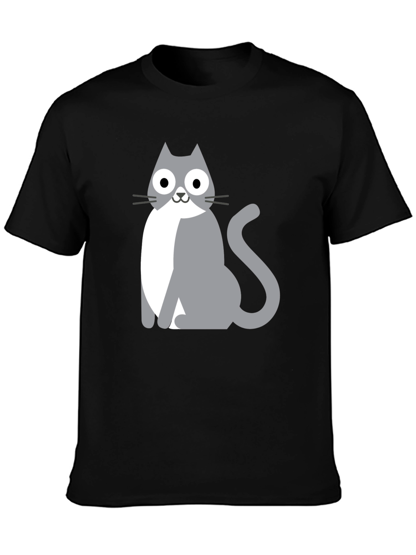 Cartoon Cat Graphic Tee - Unisex Black T-Shirt