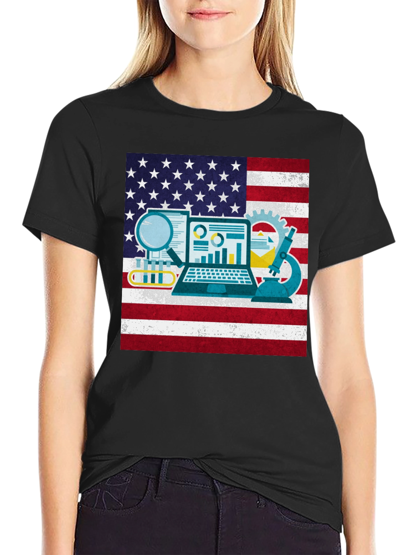Science & USA Flag T-Shirt