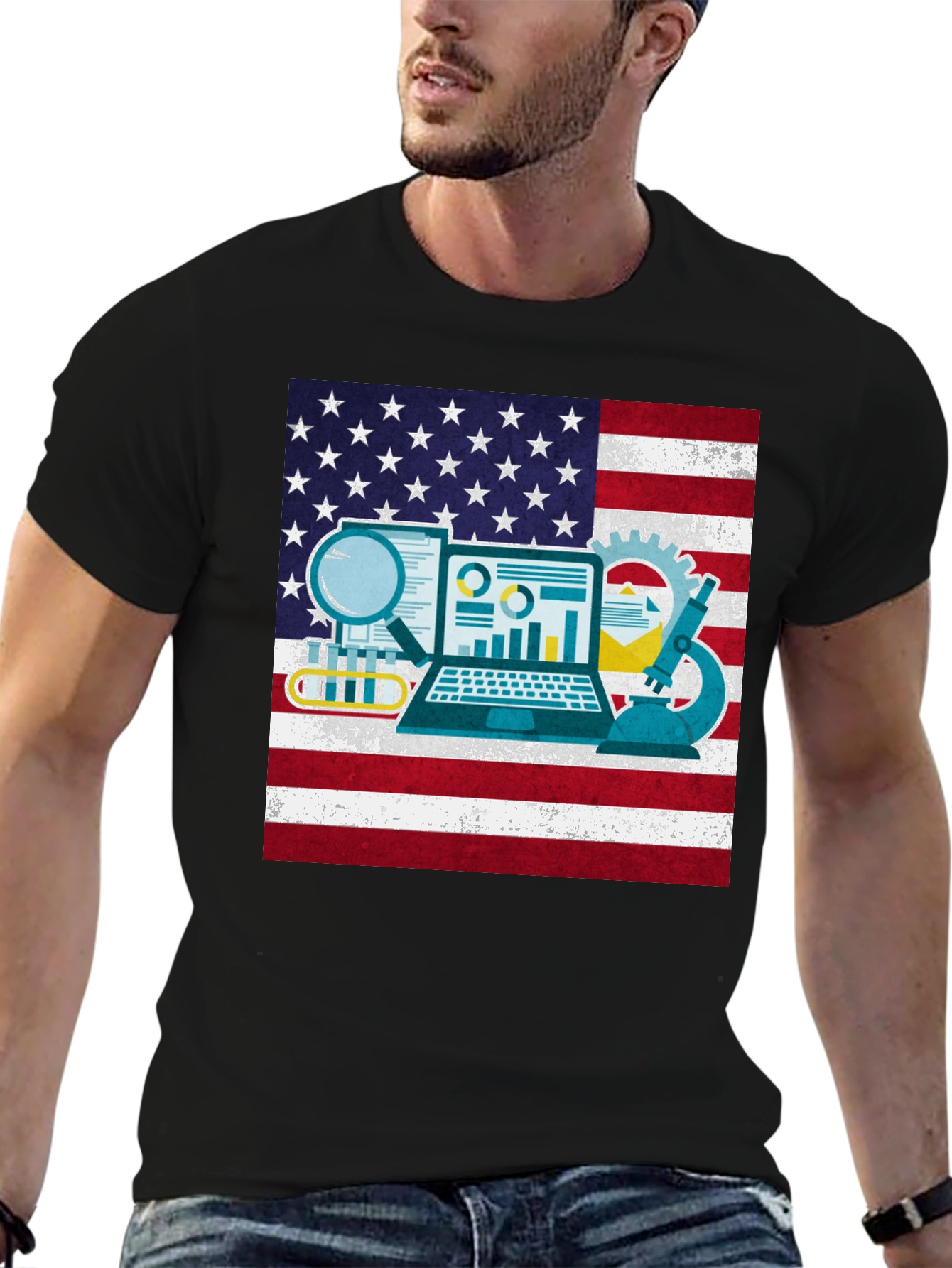 Science & USA Flag T-Shirt