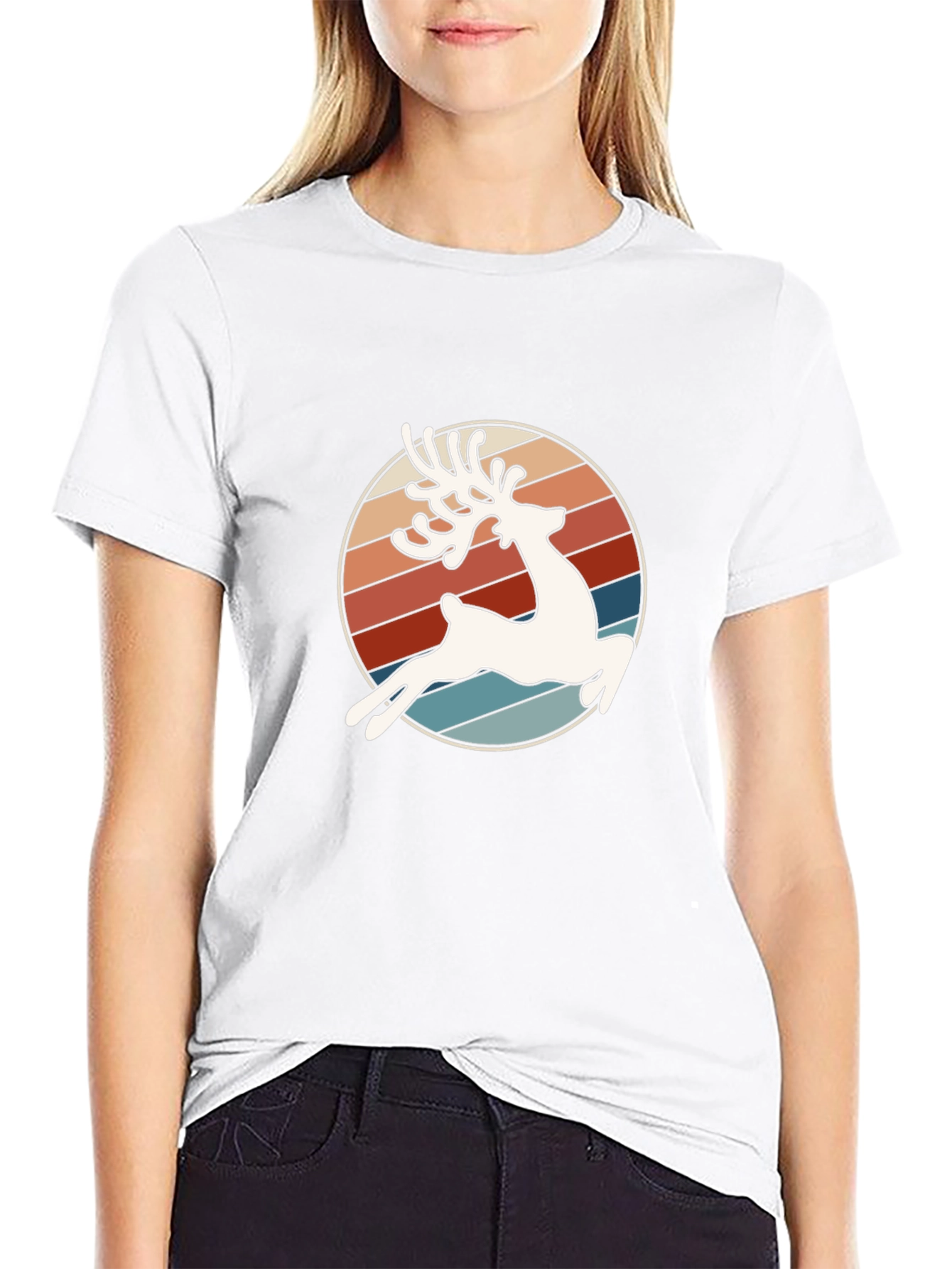 Retro Reindeer Graphic Tee - Stylish Comfort