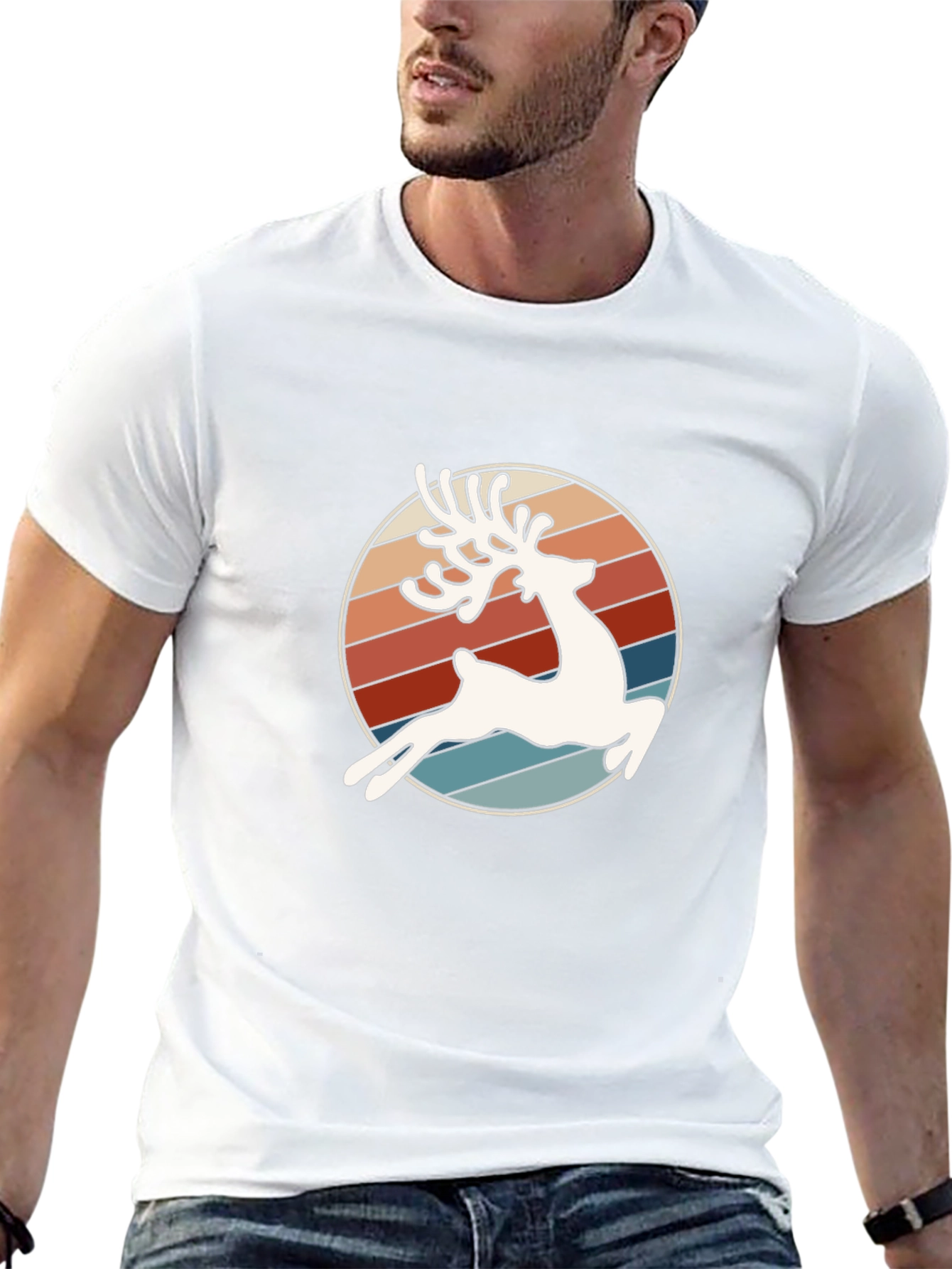 Retro Reindeer Graphic Tee - Stylish Comfort