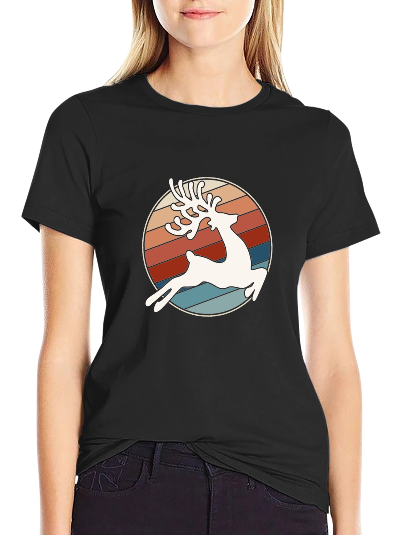 Retro Reindeer Graphic Tee - Stylish Comfort