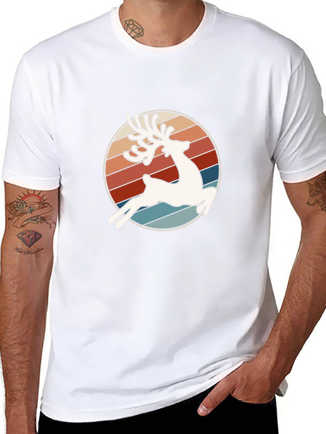 Retro Reindeer Graphic Tee - Stylish Comfort