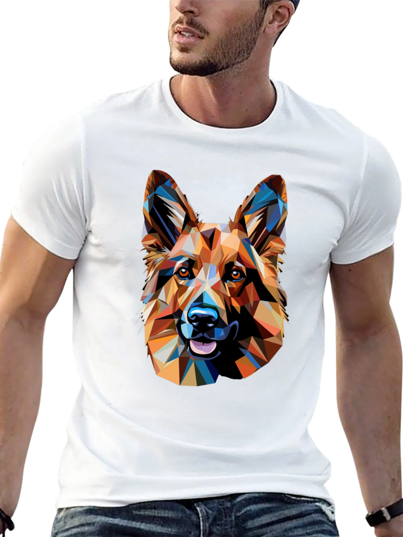 Geometric German Shepherd Graphic Tee
