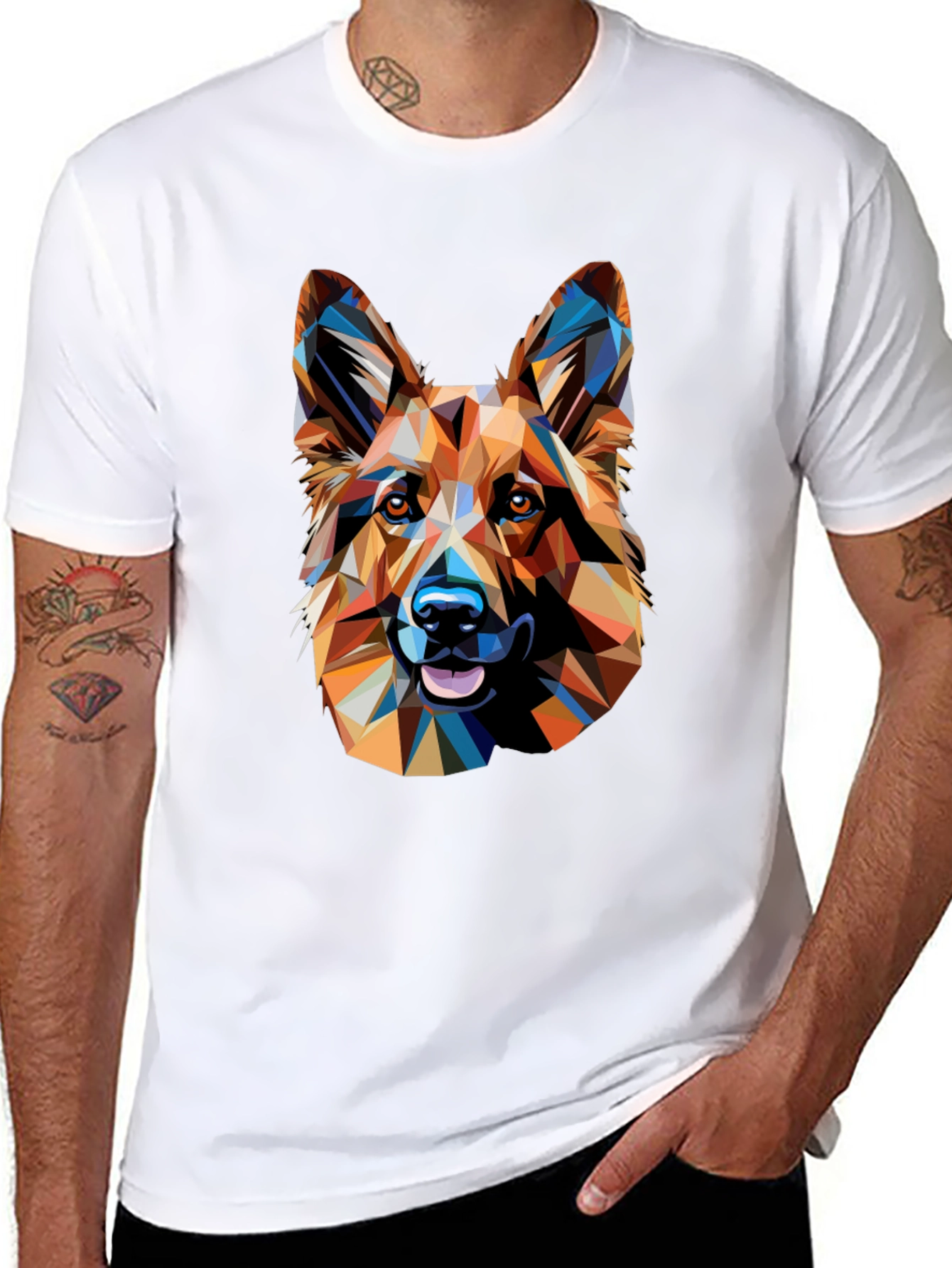 Geometric German Shepherd Graphic Tee