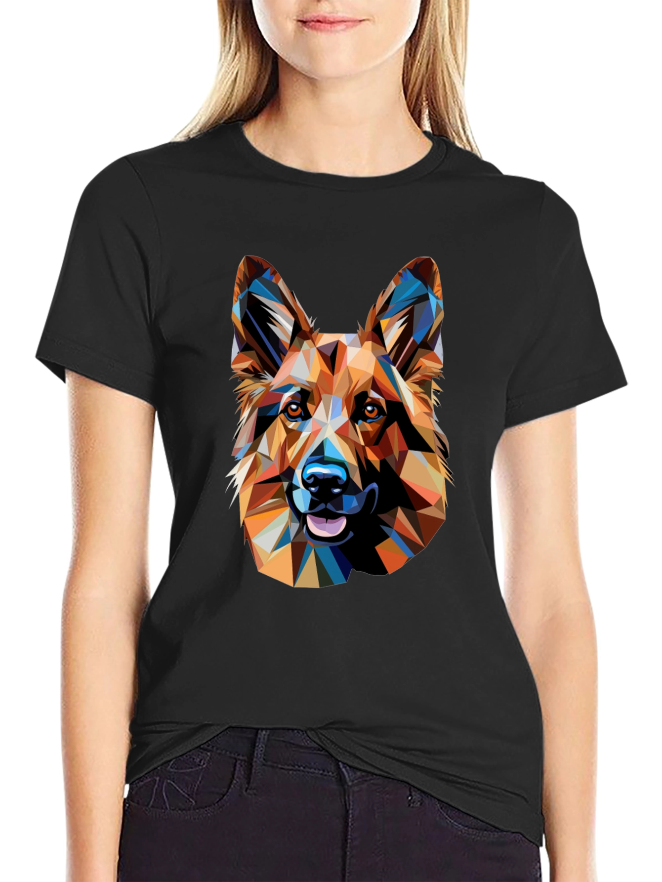 Geometric German Shepherd Graphic Tee