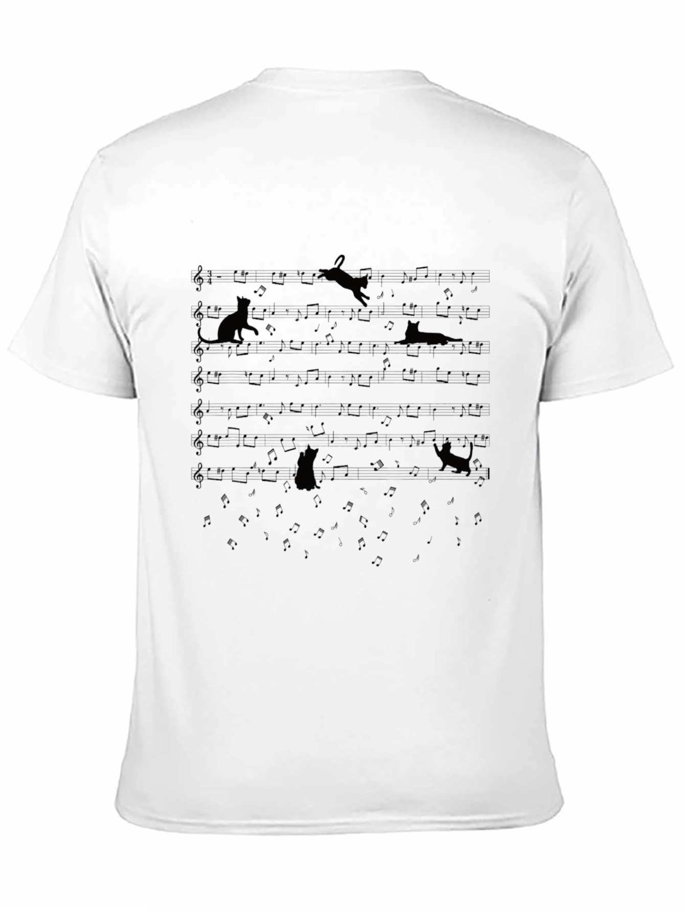 Cat Music Lover Black T-Shirt