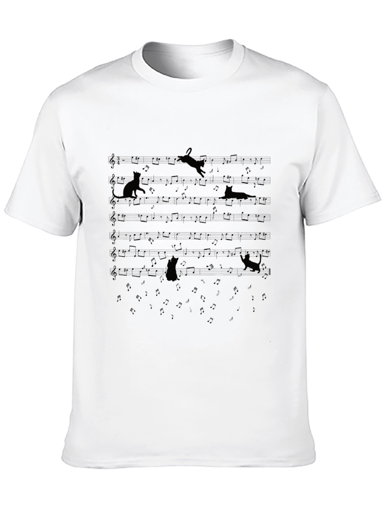 Cat Music Lover Black T-Shirt