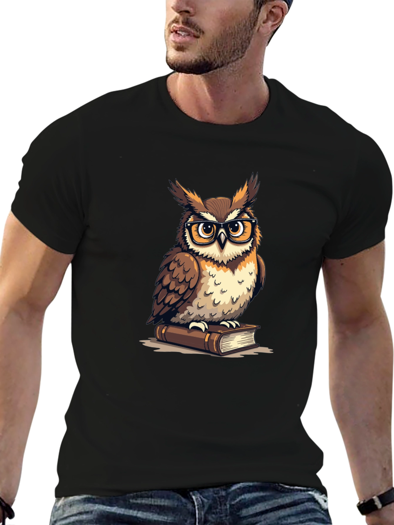 Owl on Book Graphic T-Shirt