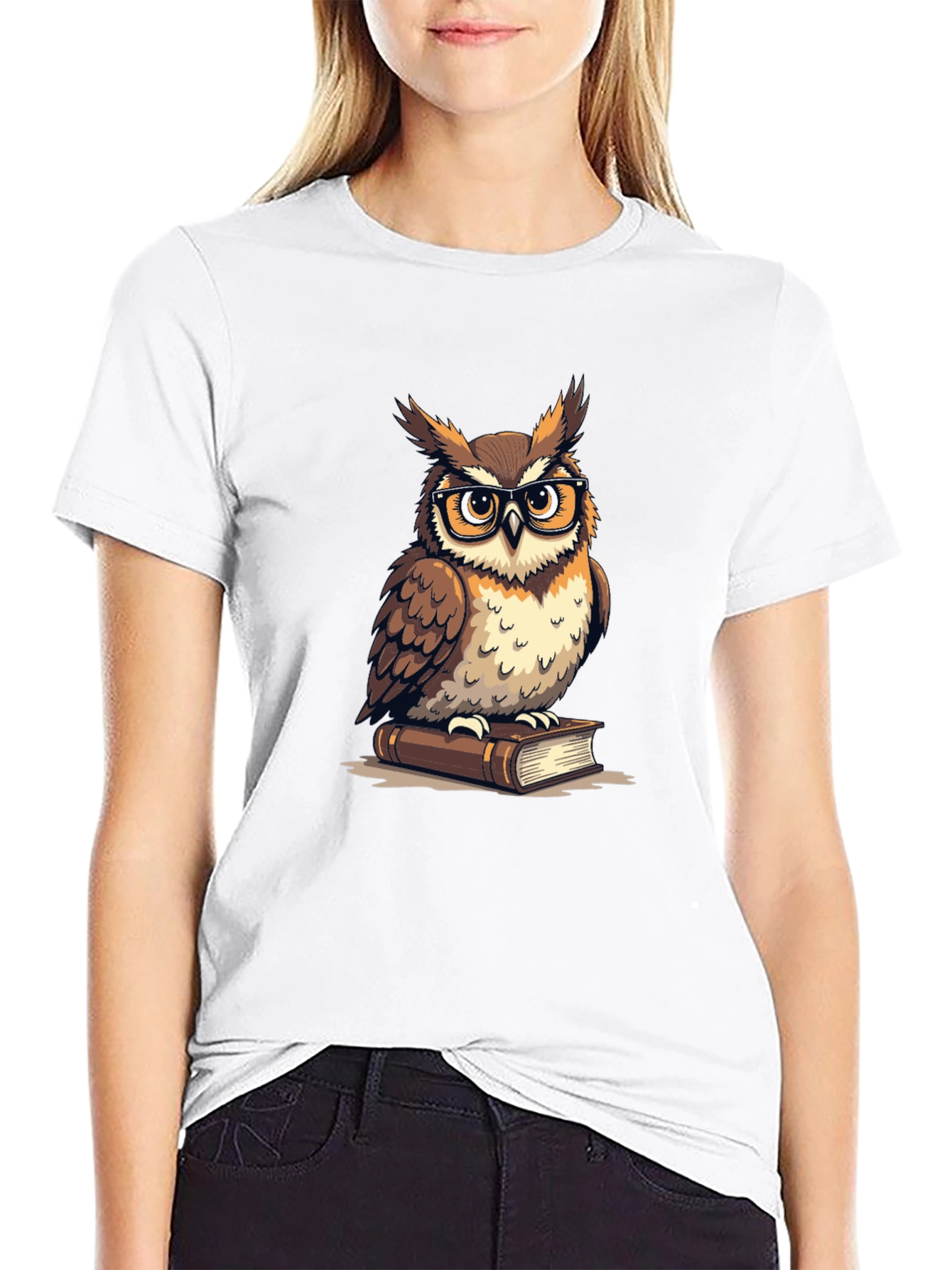Owl on Book Graphic T-Shirt