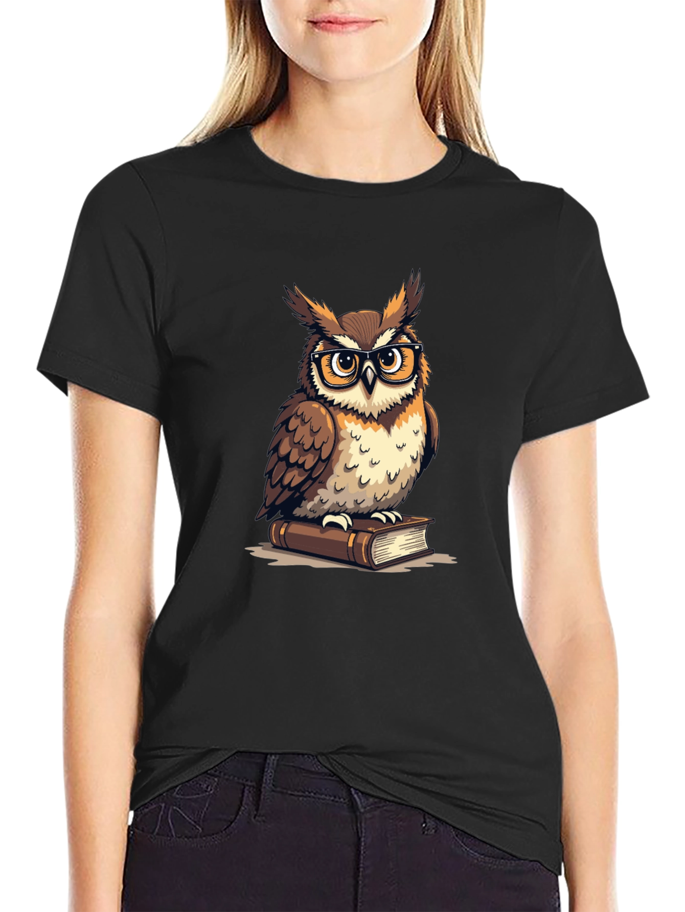 Owl on Book Graphic T-Shirt