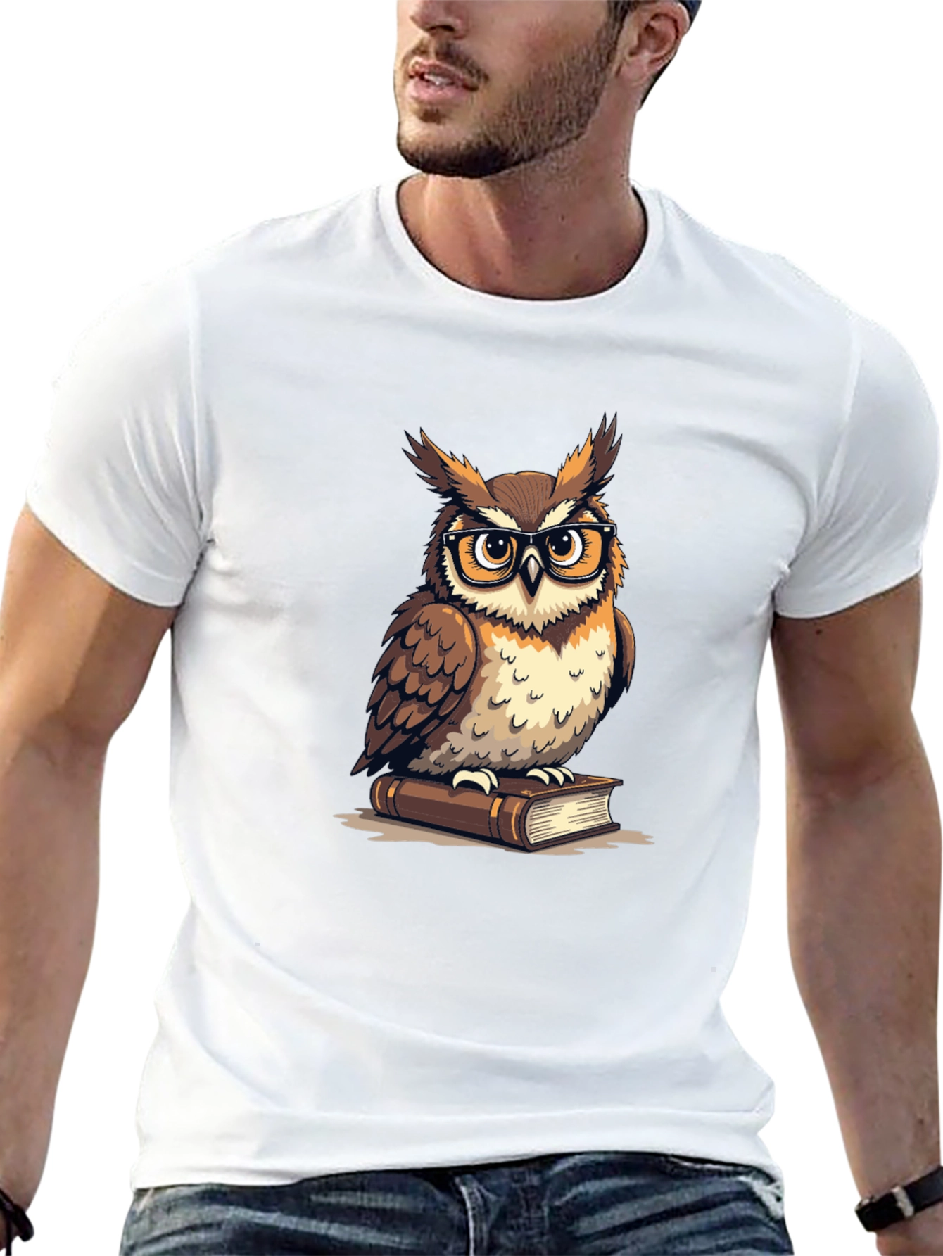 Owl on Book Graphic T-Shirt