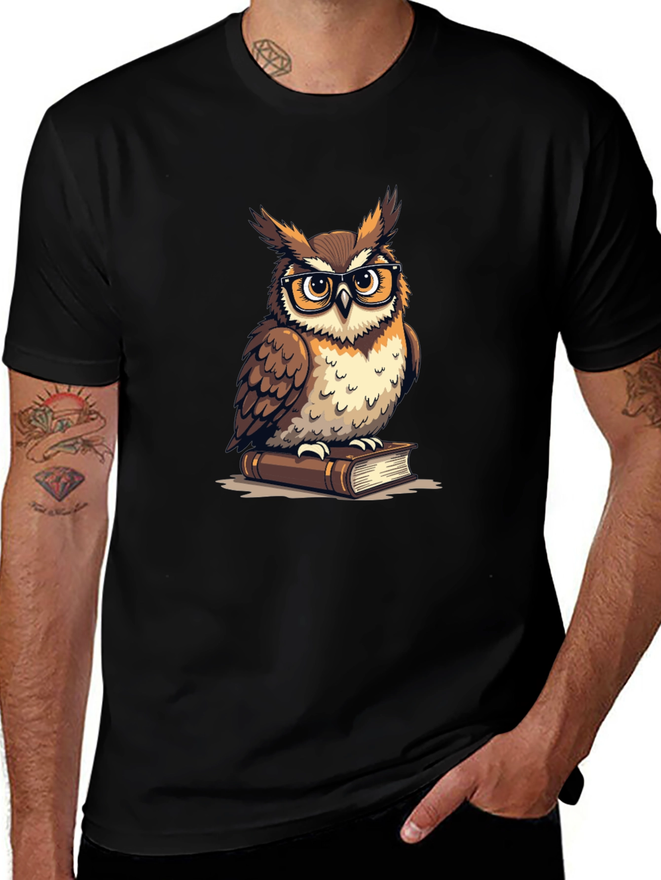 Owl on Book Graphic T-Shirt