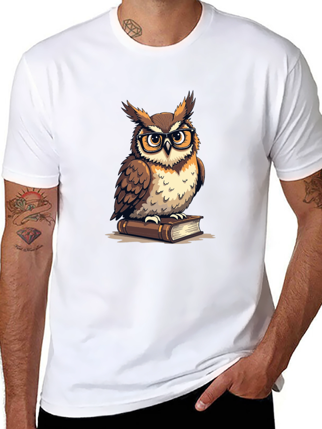 Owl on Book Graphic T-Shirt