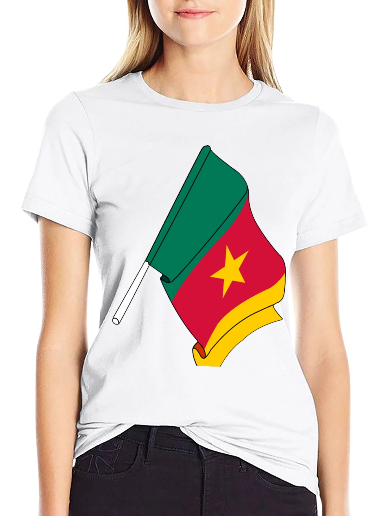Cameroon Flag Graphic Tee - Black