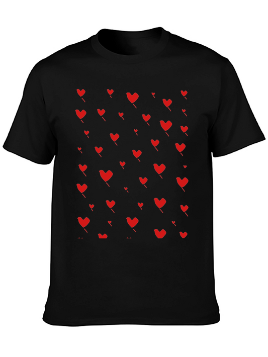 Heart Pattern T-Shirt - Black